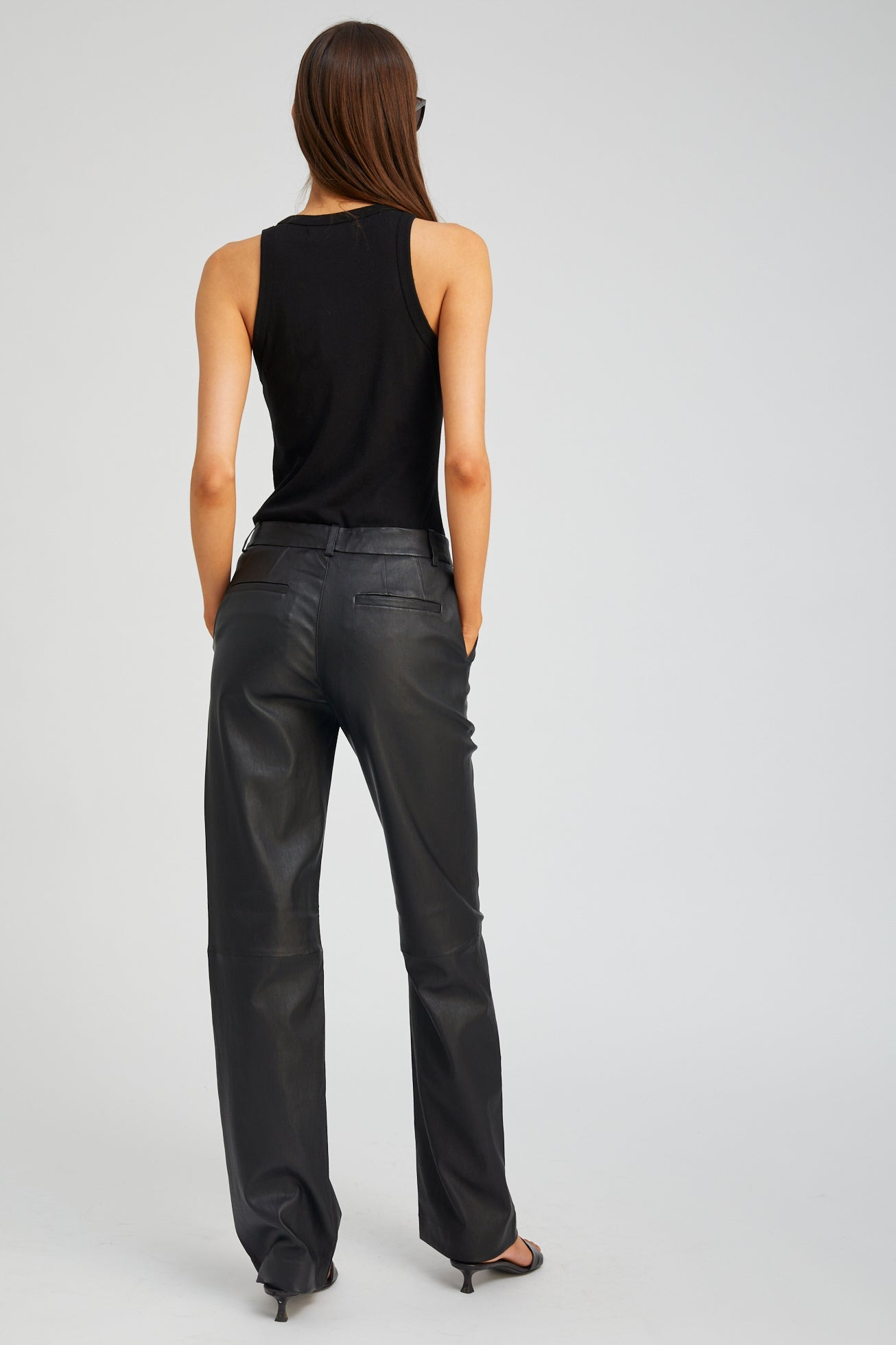 BLACK COTTON RACER TANK - 5