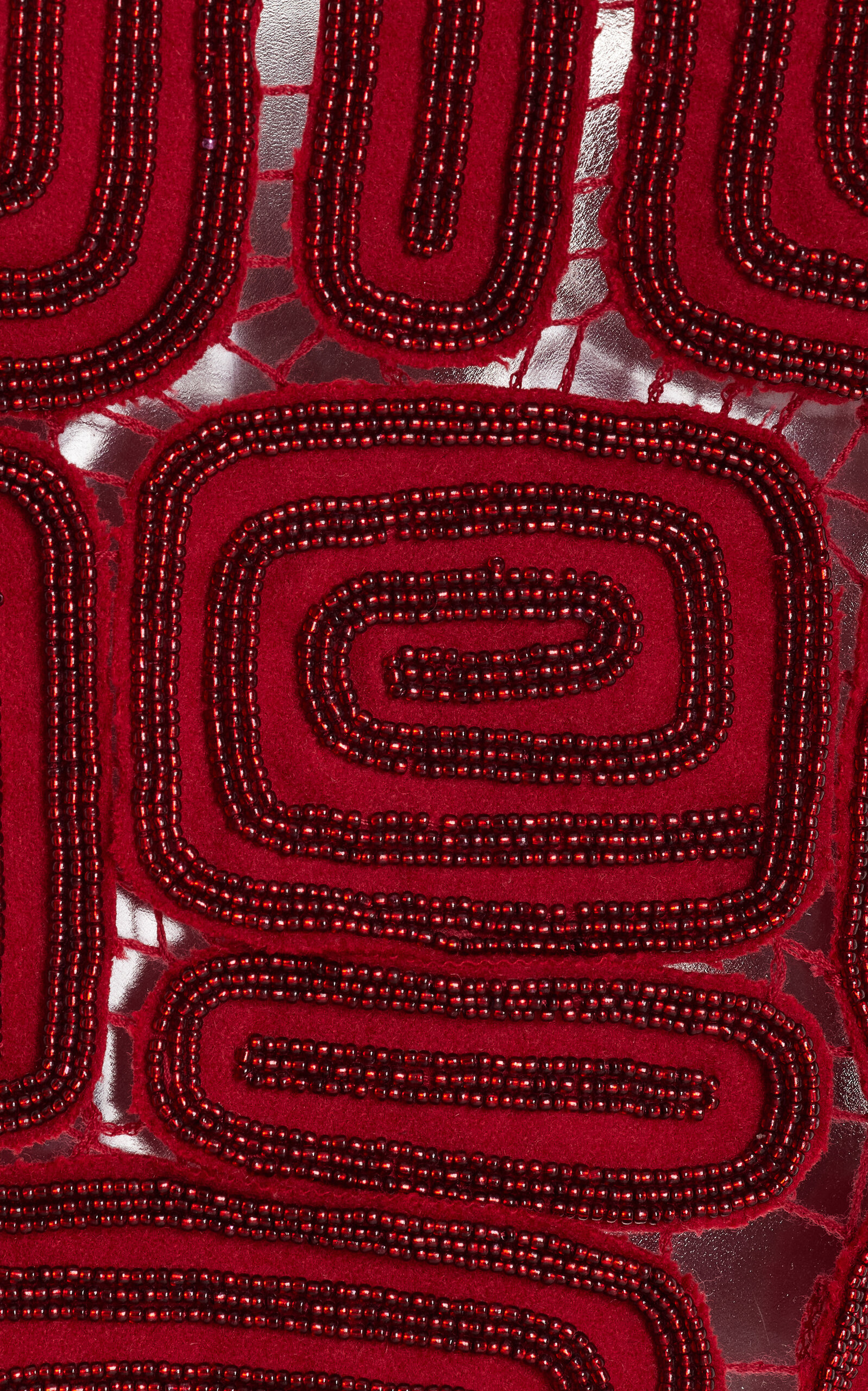 Reia Beaded Woven Wool-Blend Top burgundy - 5