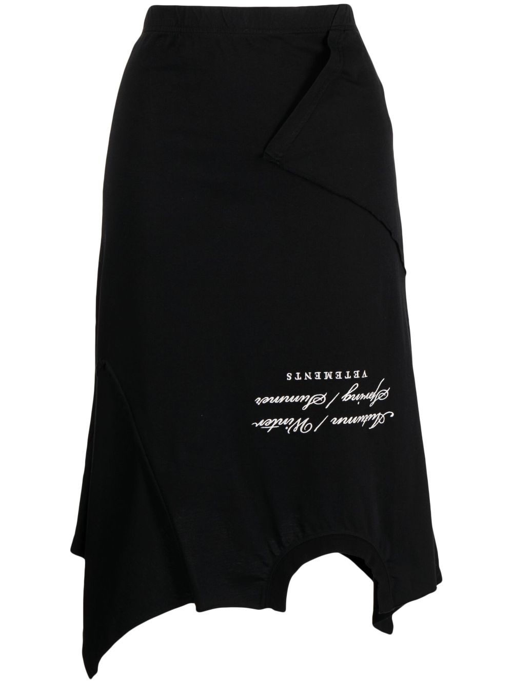 asymmetric-hem logo-embroidered skirt - 1