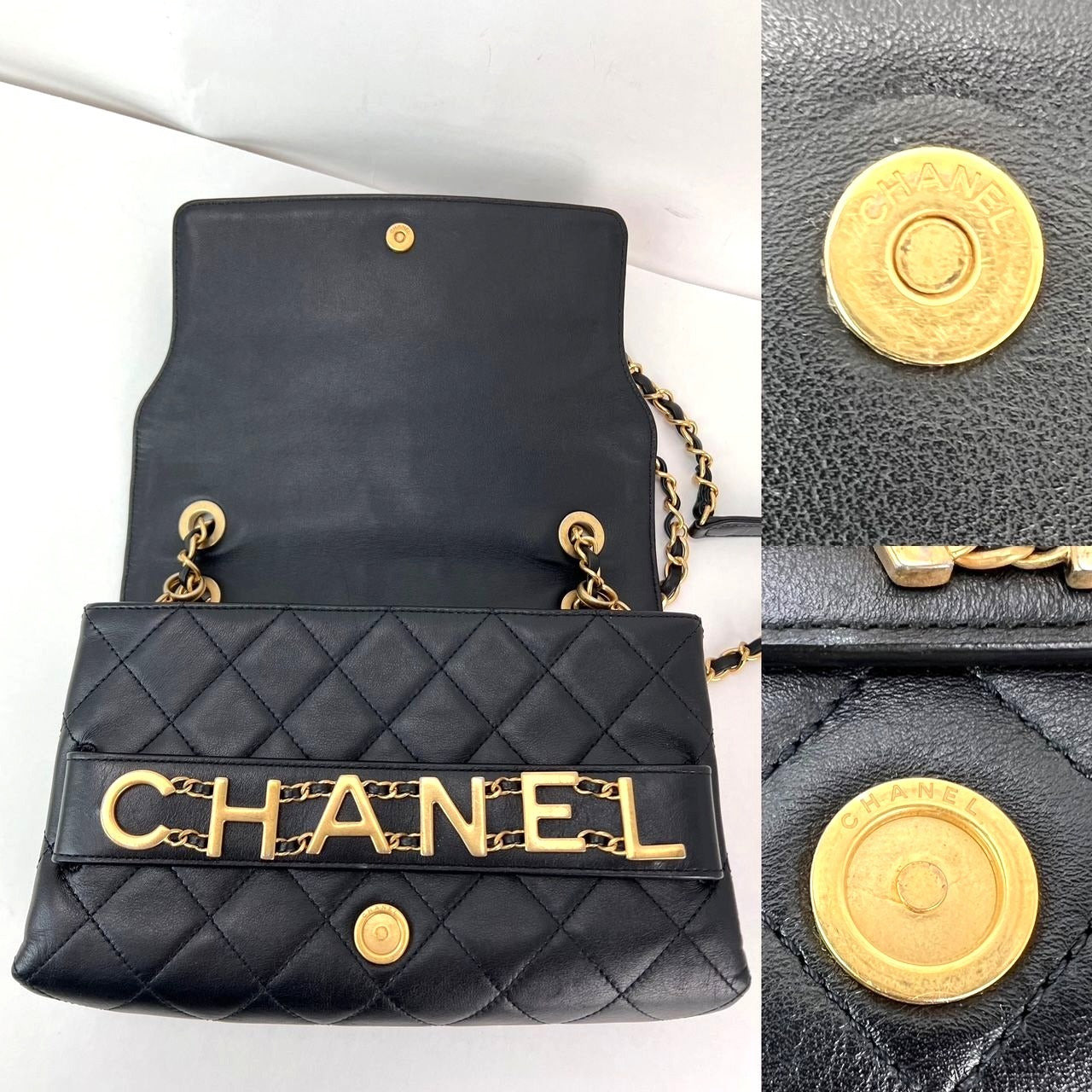 Chanel Calfskin Quilted Enchained Black Flap Shoulder Bag - 7