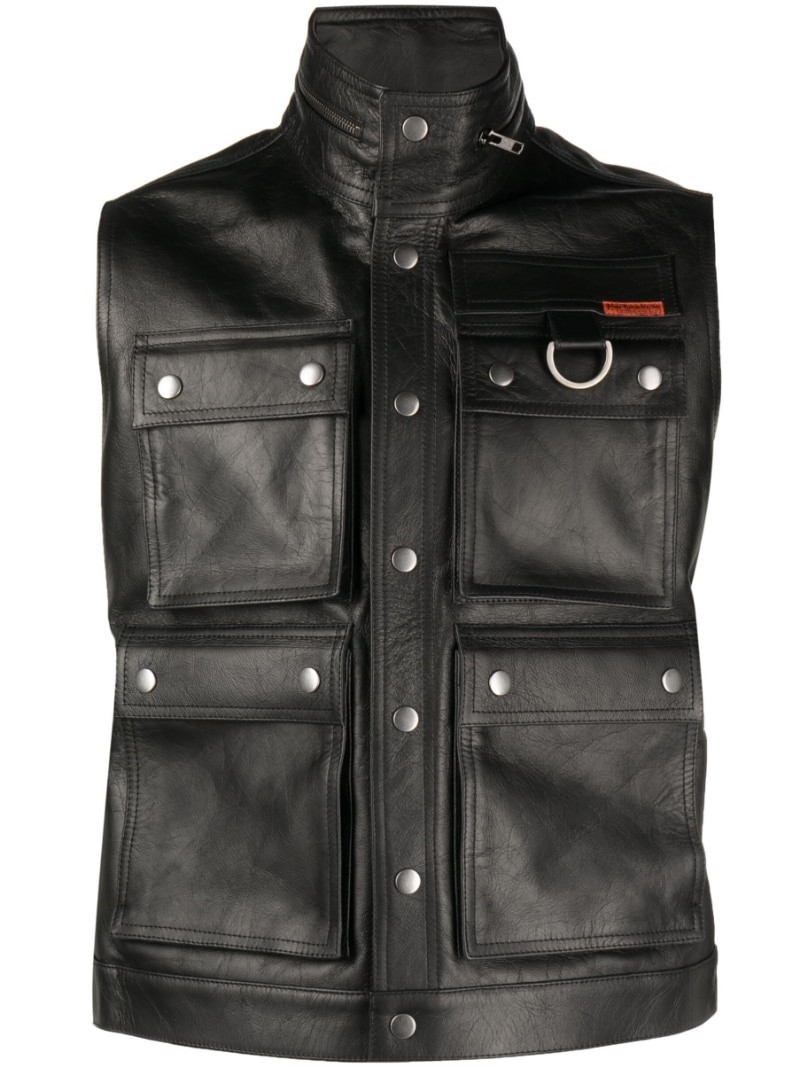 polished-finish button-fastening jacket 1