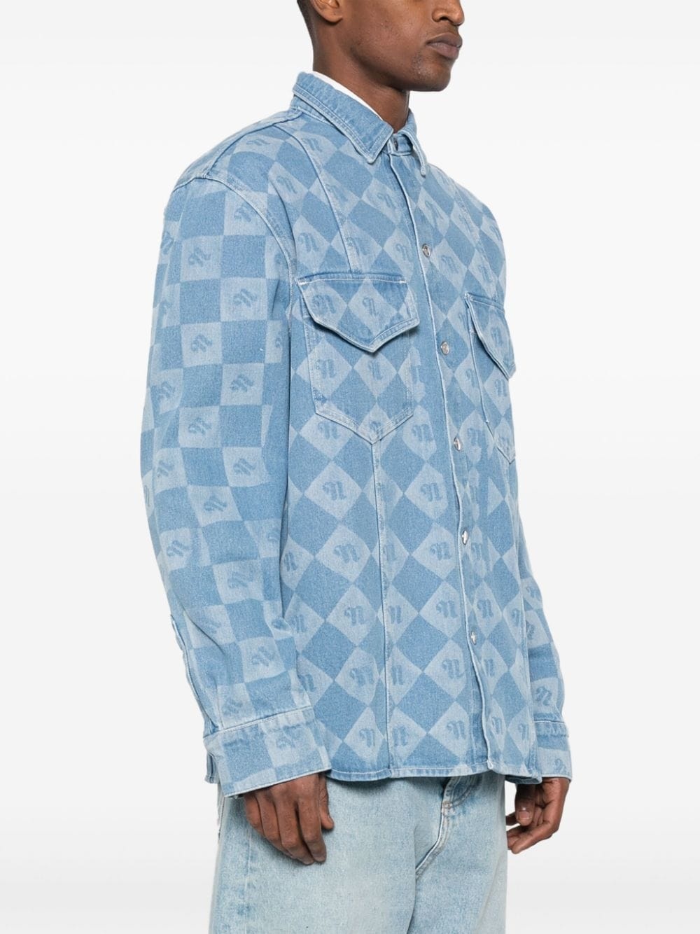 monogram-print denim shirt - 3