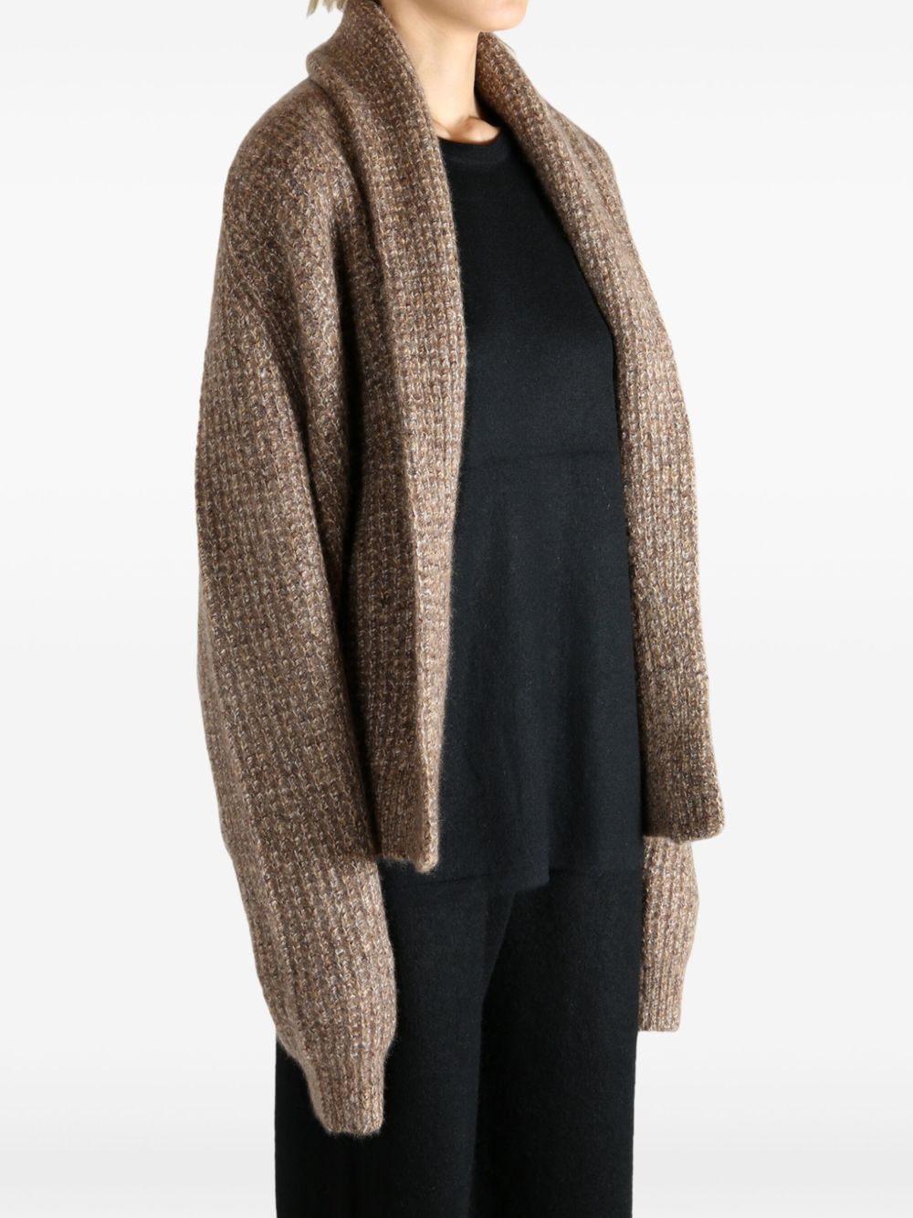 shawl-collar ribbed cardigan - 3