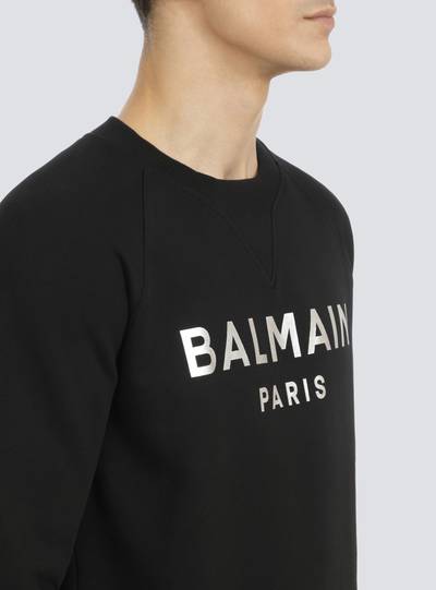 Balmain Sweatshirt in eco-responsible cotton with Balmain metallic logo print outlook