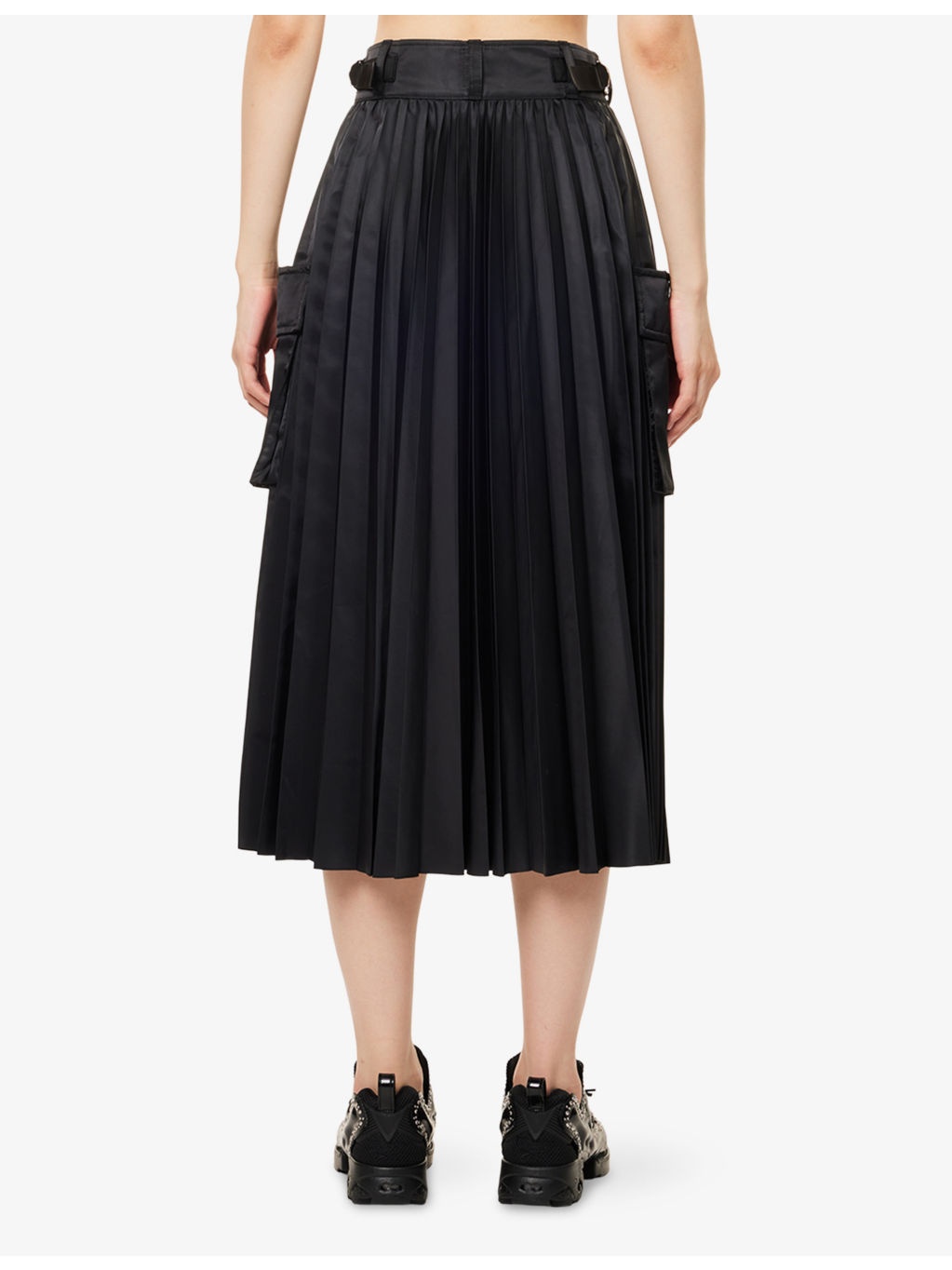 Pleated Wrap-Front Woven Midi Skirt - 4