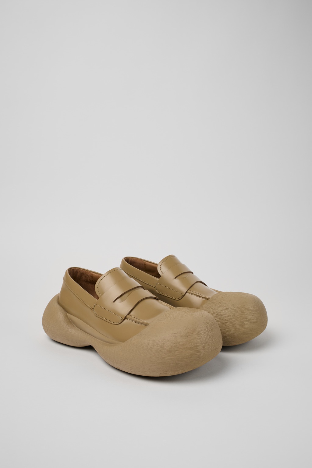 Beige Leather Loafers - 2
