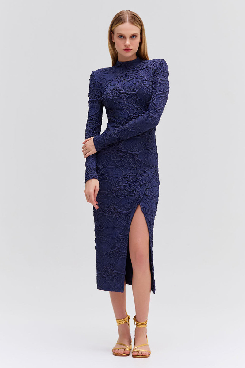 PatBO Chain Embellished Jacquard Midi Dress outlook