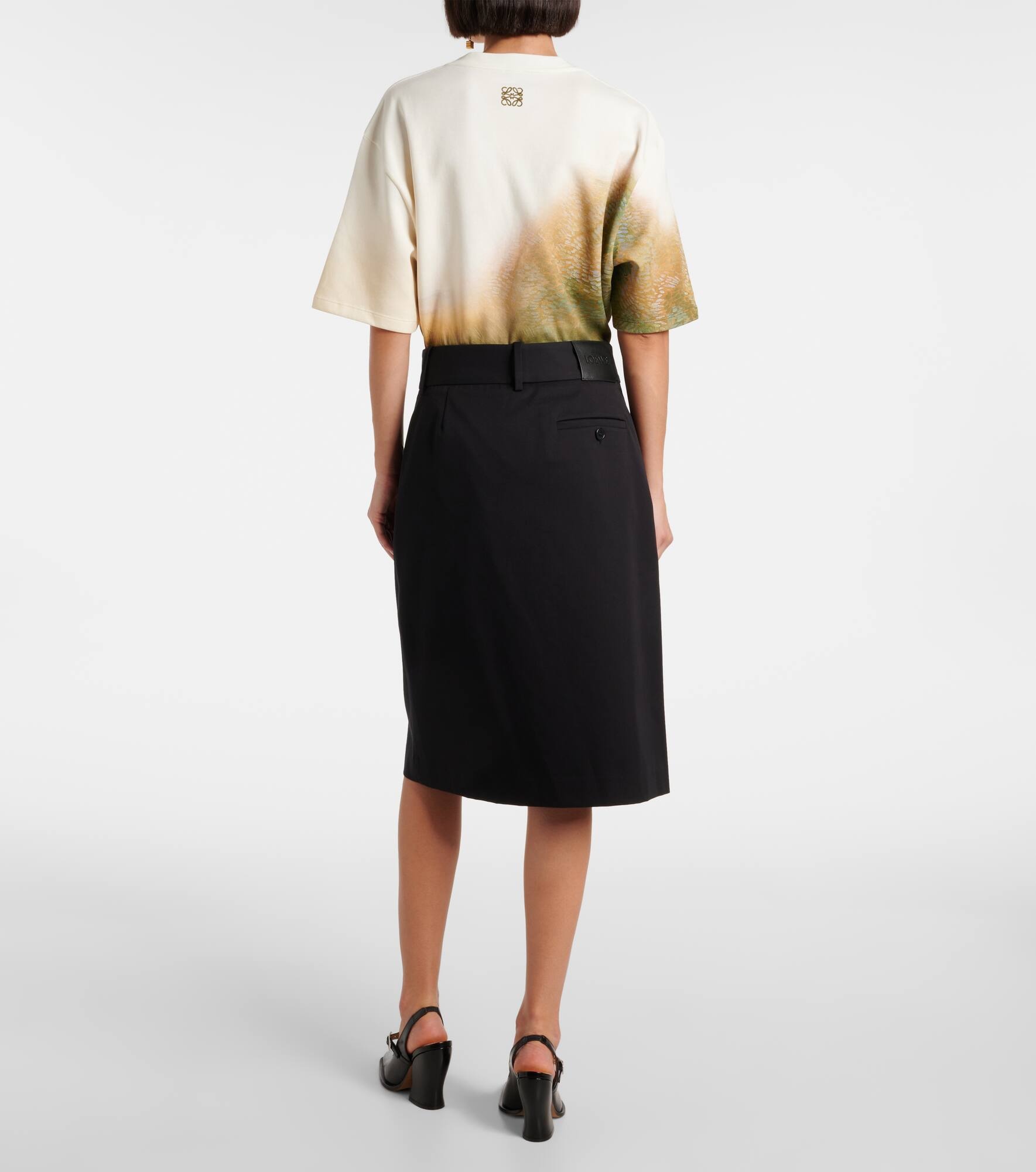 Wrap cotton and silk midi skirt - 3