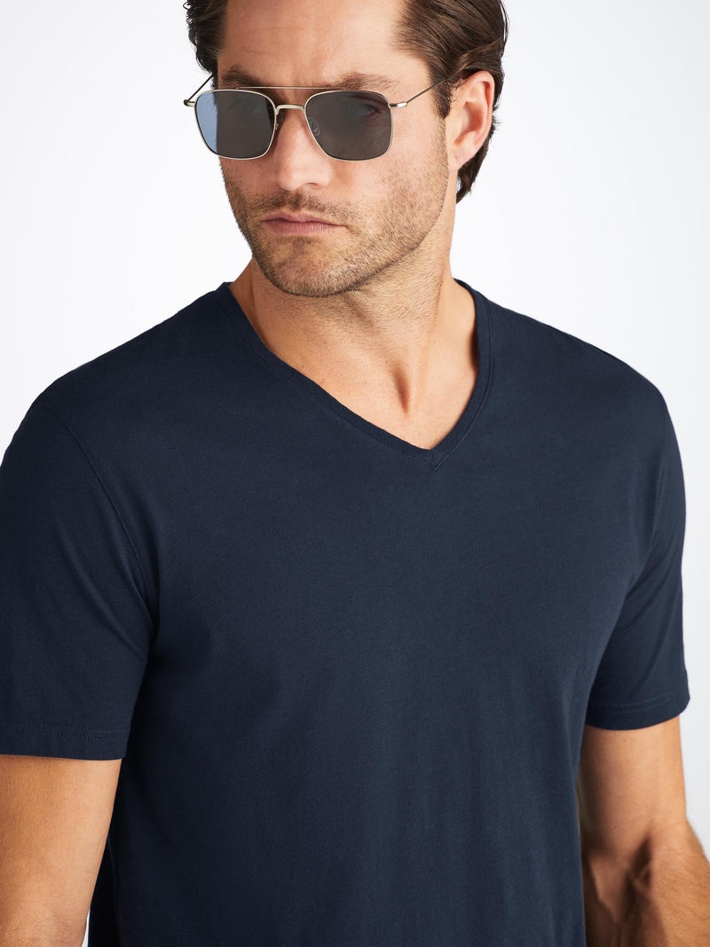 Men's V-Neck T-Shirt Riley Pima Cotton Navy - 6