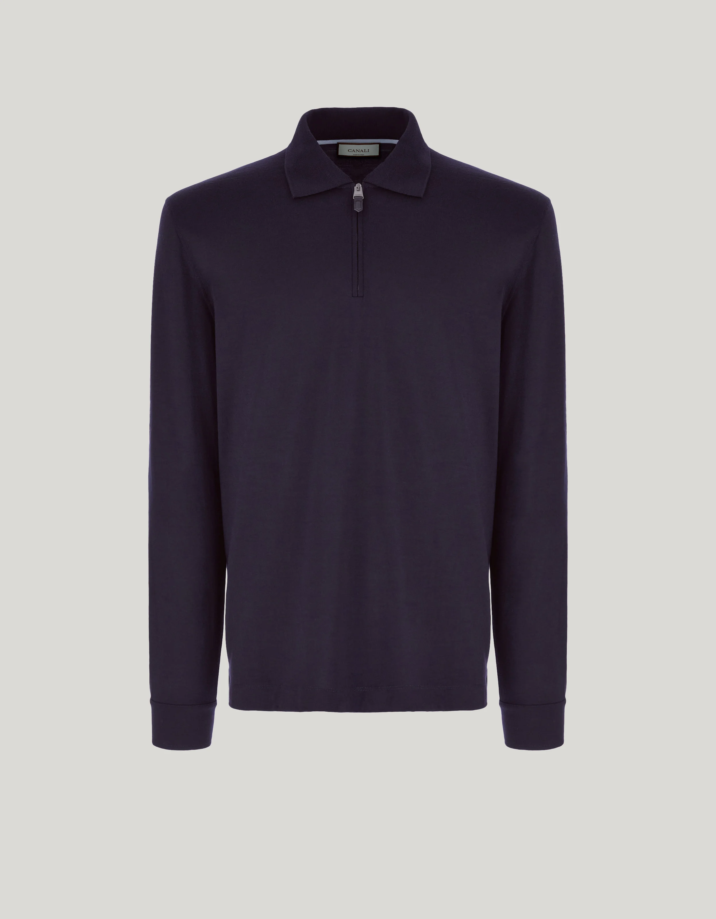 DARK NAVY PURE 120'S IMPECCABILE WOOL POLO SHIRT - 1