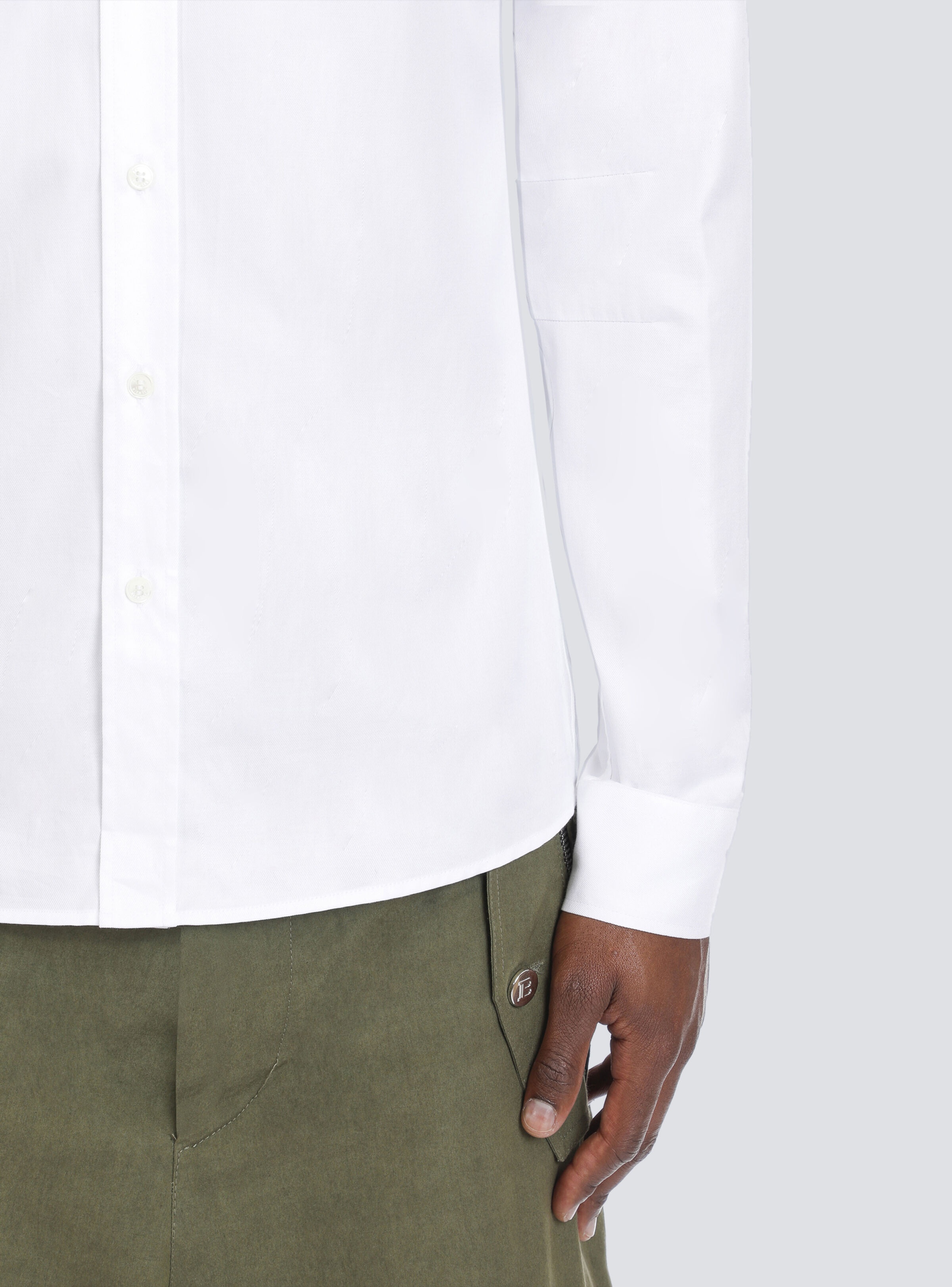 Fitted white cotton shirt - 8