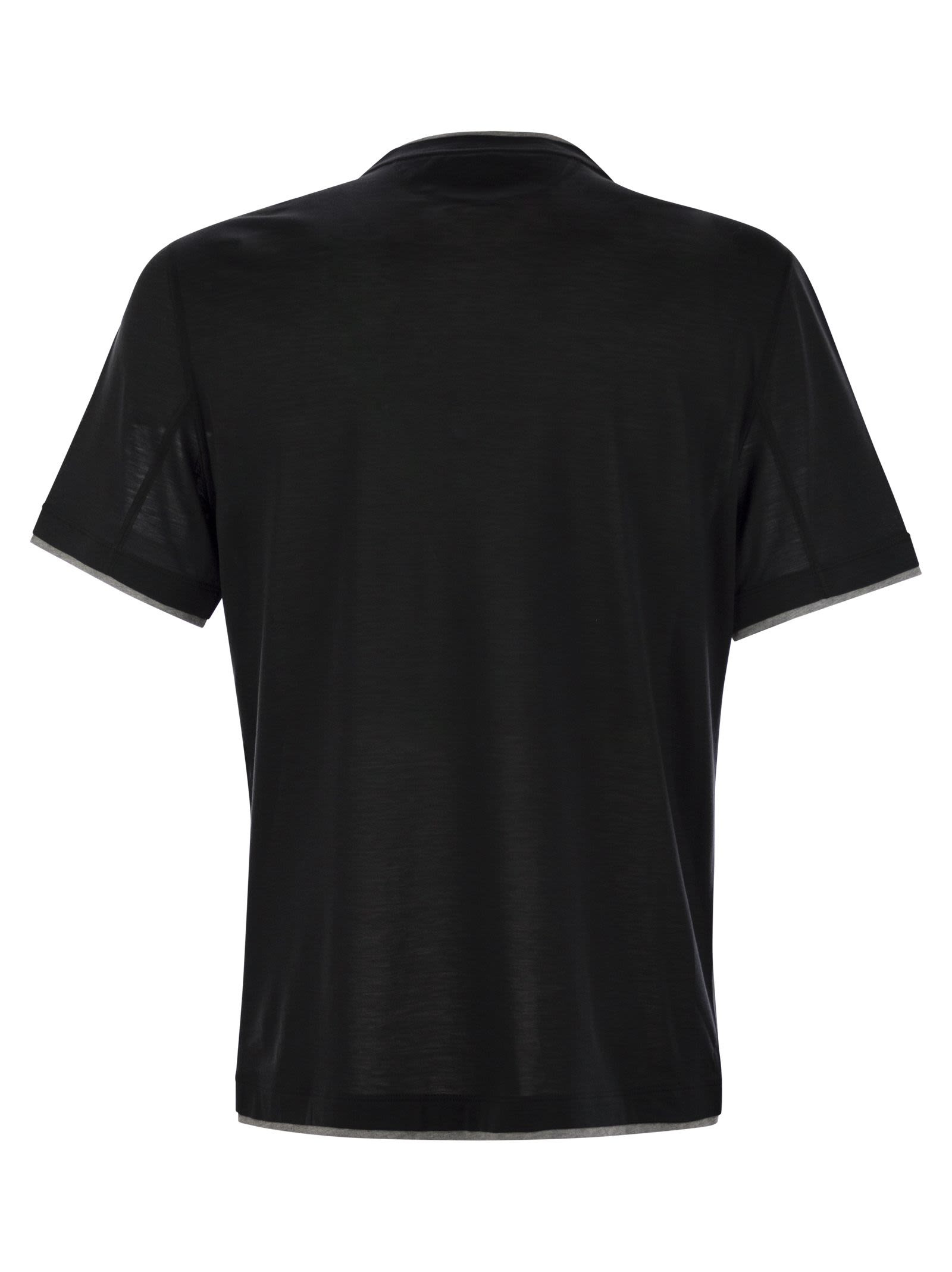 Brunello Cucinelli Men Slim Fit Crew-Neck T-Shirt In Light Silk And Cotton Jersey - 2