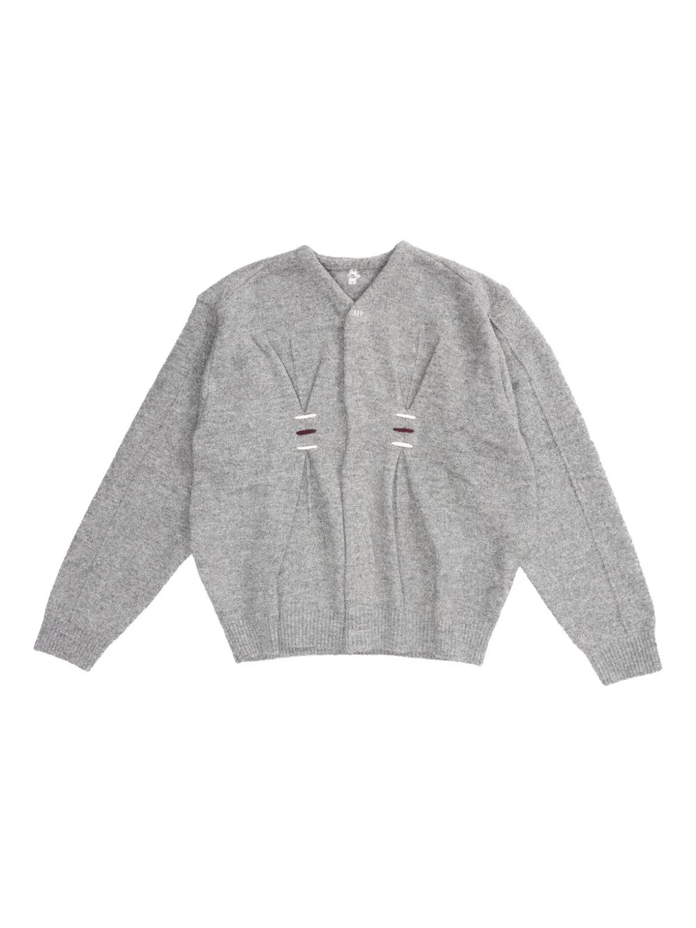 pleated-detail wool cardigan - 1