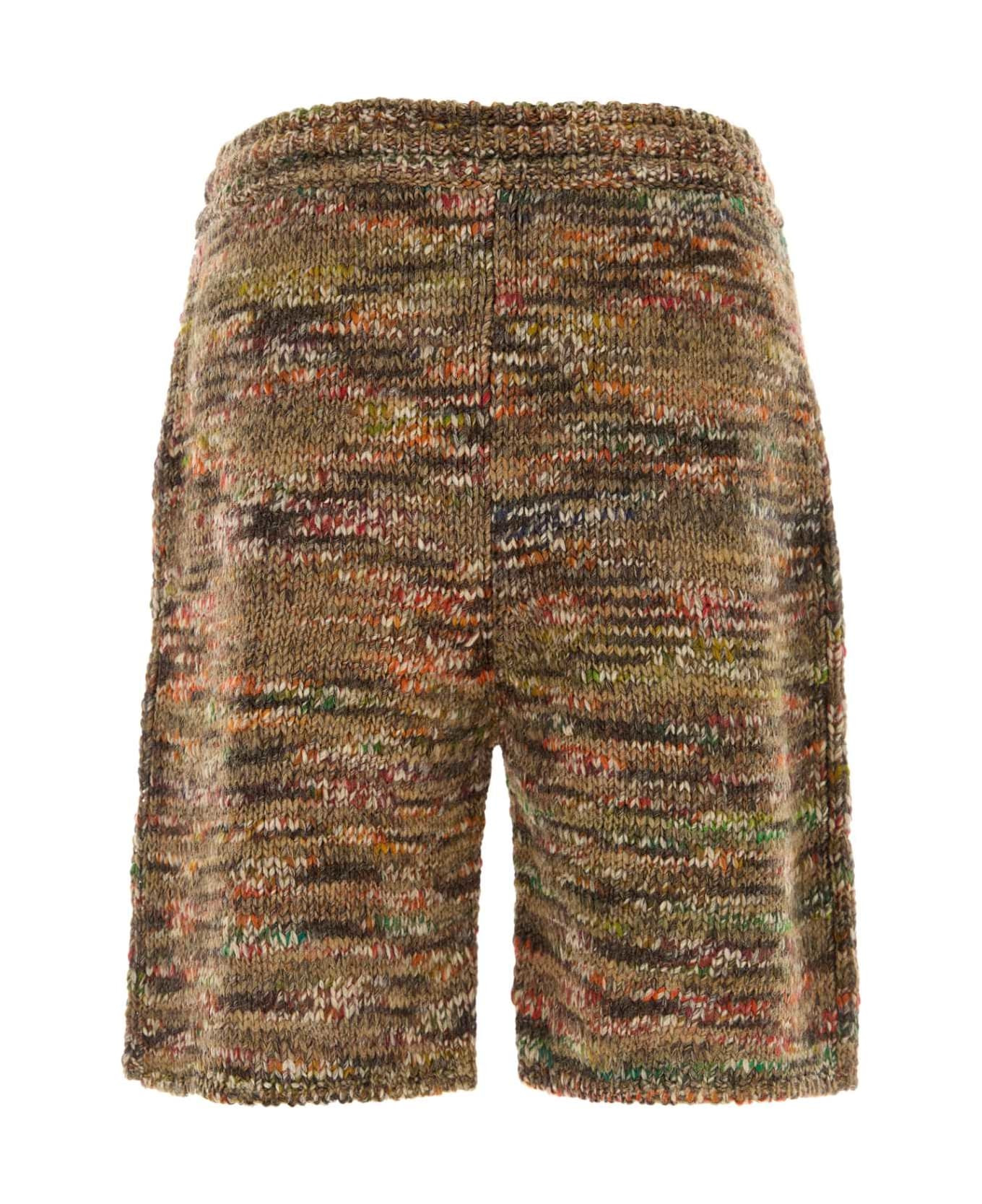 Multicolor Wool Blend Grunge Beat Bermuda Shorts - 2