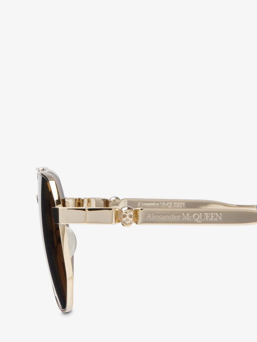 Men's Floating Skull Metal Caravan Sunglasses in Gold/brown - 5