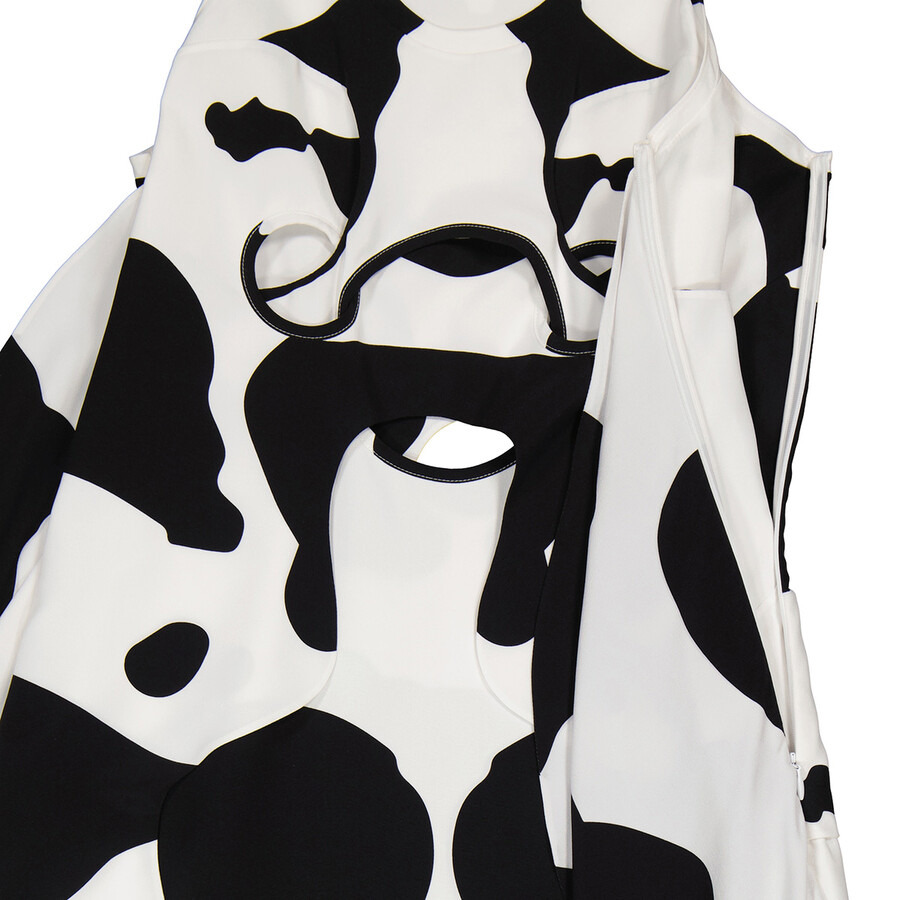 Burberry Cow-Print Pieced Cutout Silk Mini Dress - 8
