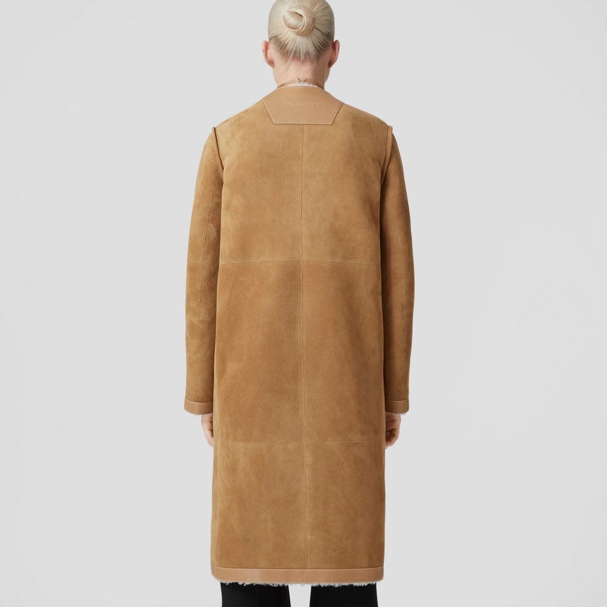 Reversible Shearling Collarless Coat - 4
