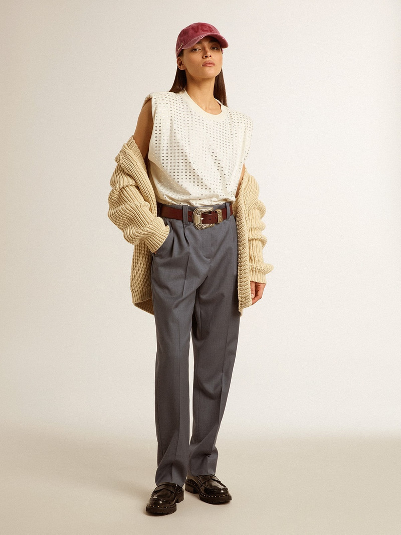 Women's cotton cardigan with embroidery on the front 3