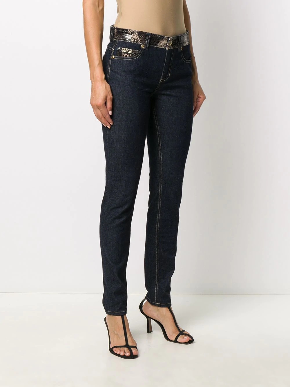 snakeskin effect skinny jeans - 3