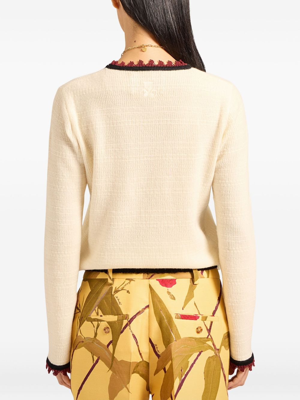 scallop-trimmed wool-blend sweater - 3
