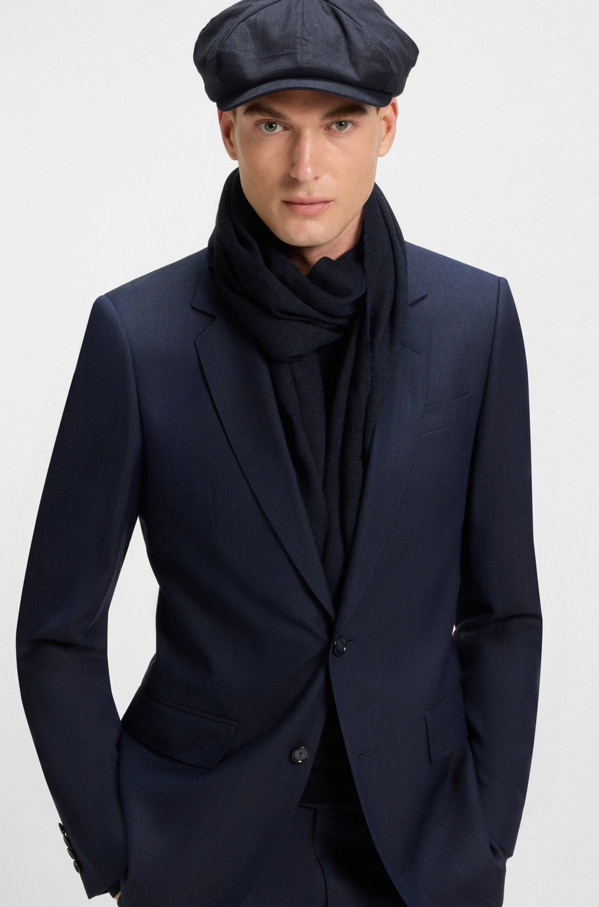 BECKHAM X BOSS BAKER-BOY CAP IN LINEN - 4