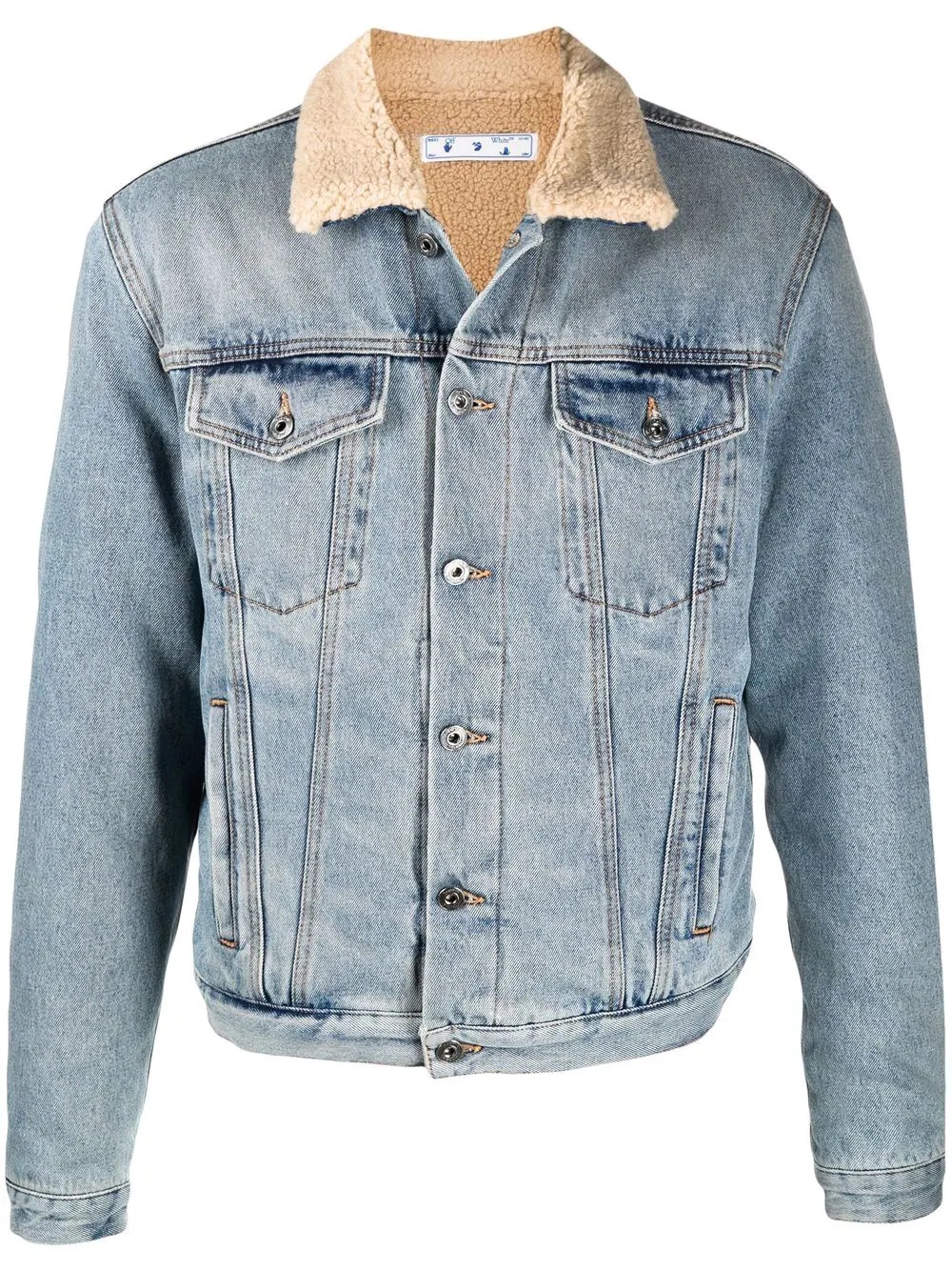 contrast-collar denim jacket - 1