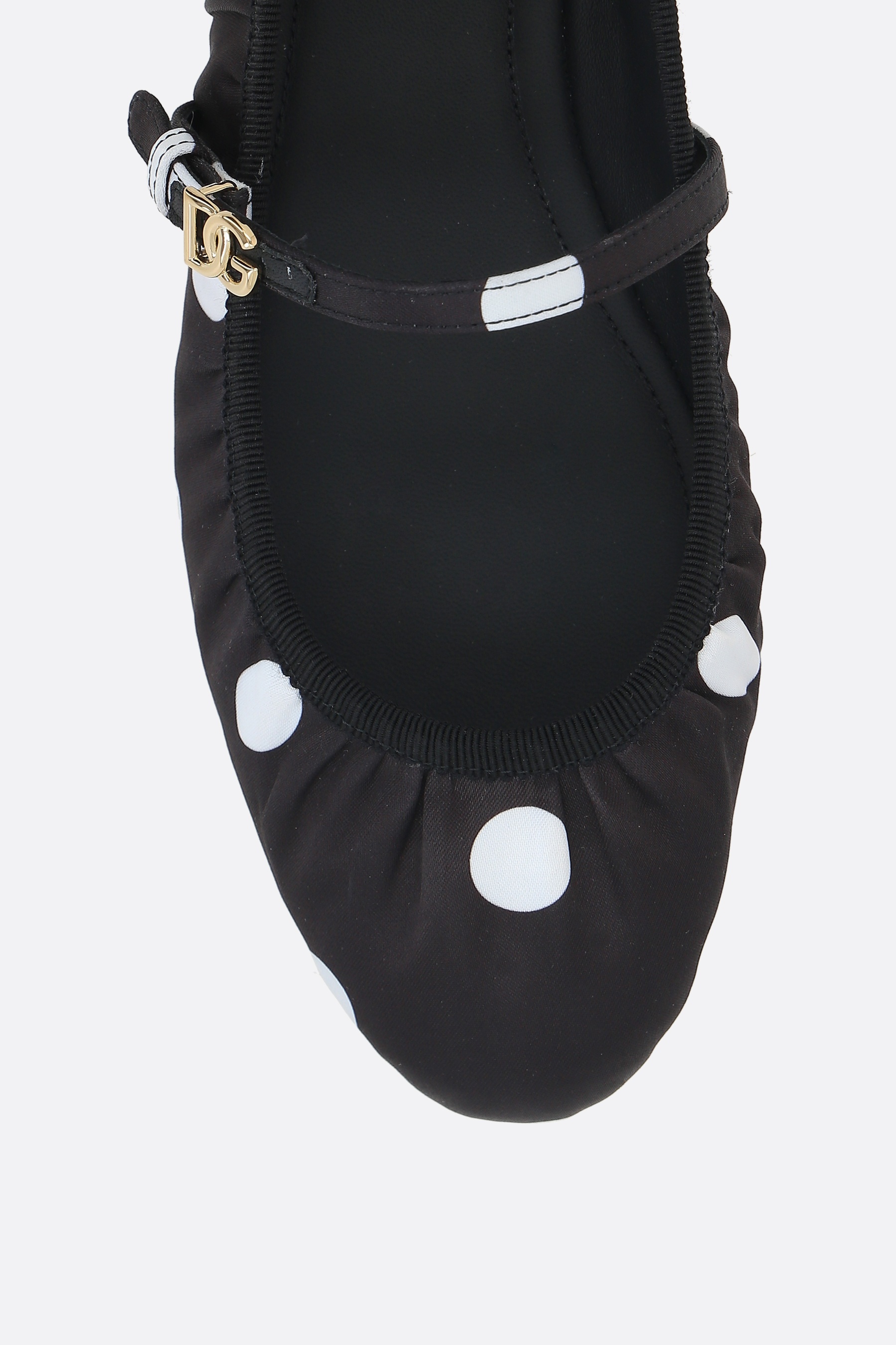バレエシューズ DOLCE & GABBANA ODETTE POLKA-DOT PRINT SATIN BALLERINAS Odette polka-dot satin ballet flats in black - Dolce Gabbana