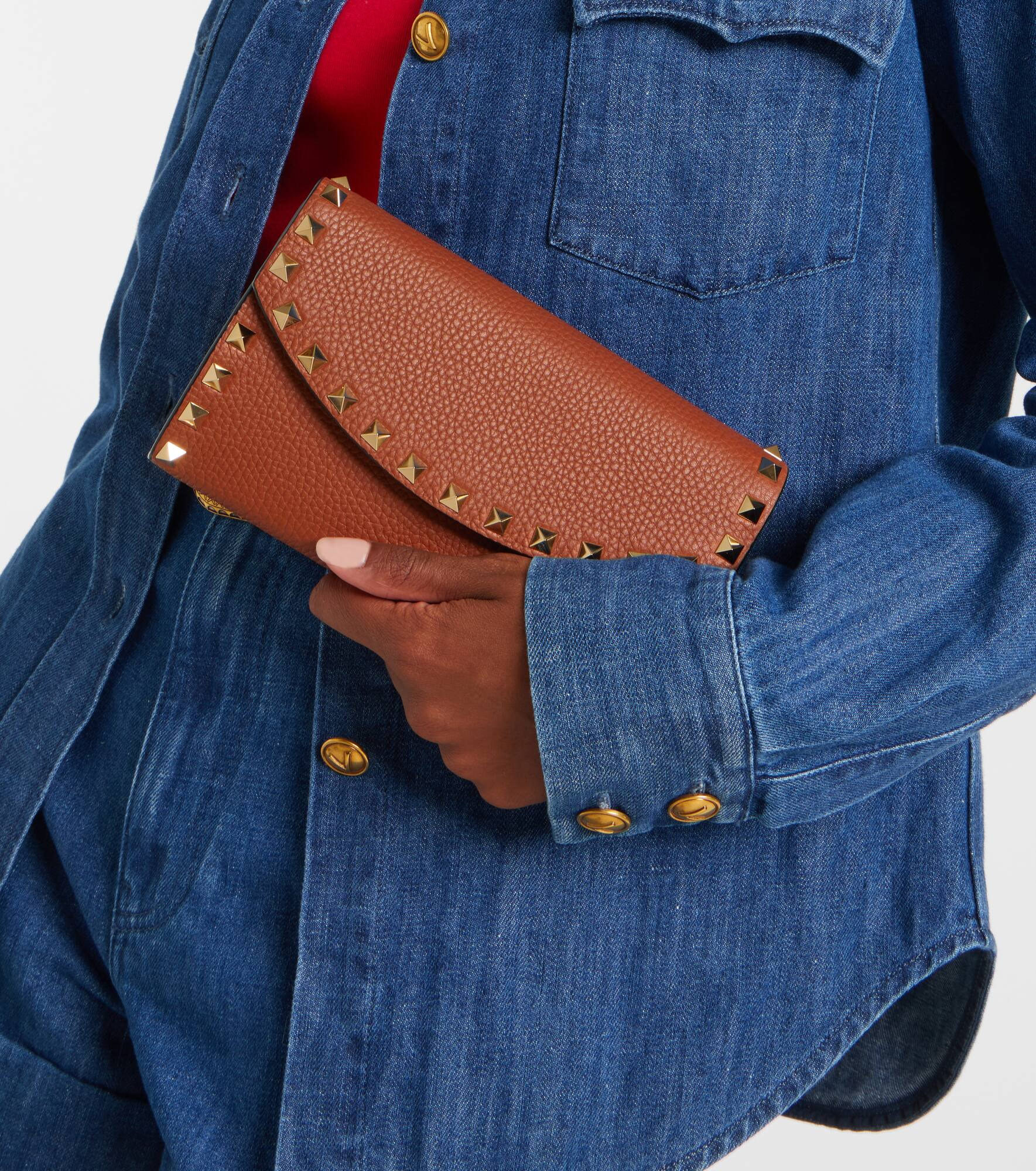Rockstud leather wallet on chain - 2