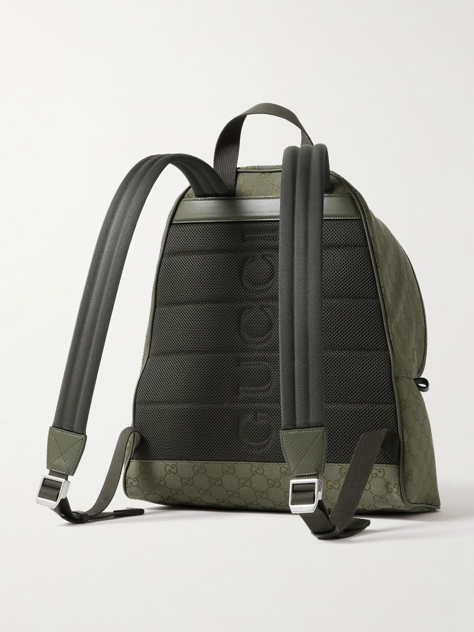 Neo Leather-Trimmed Monogrammed Canvas Backpack Dark green - 3