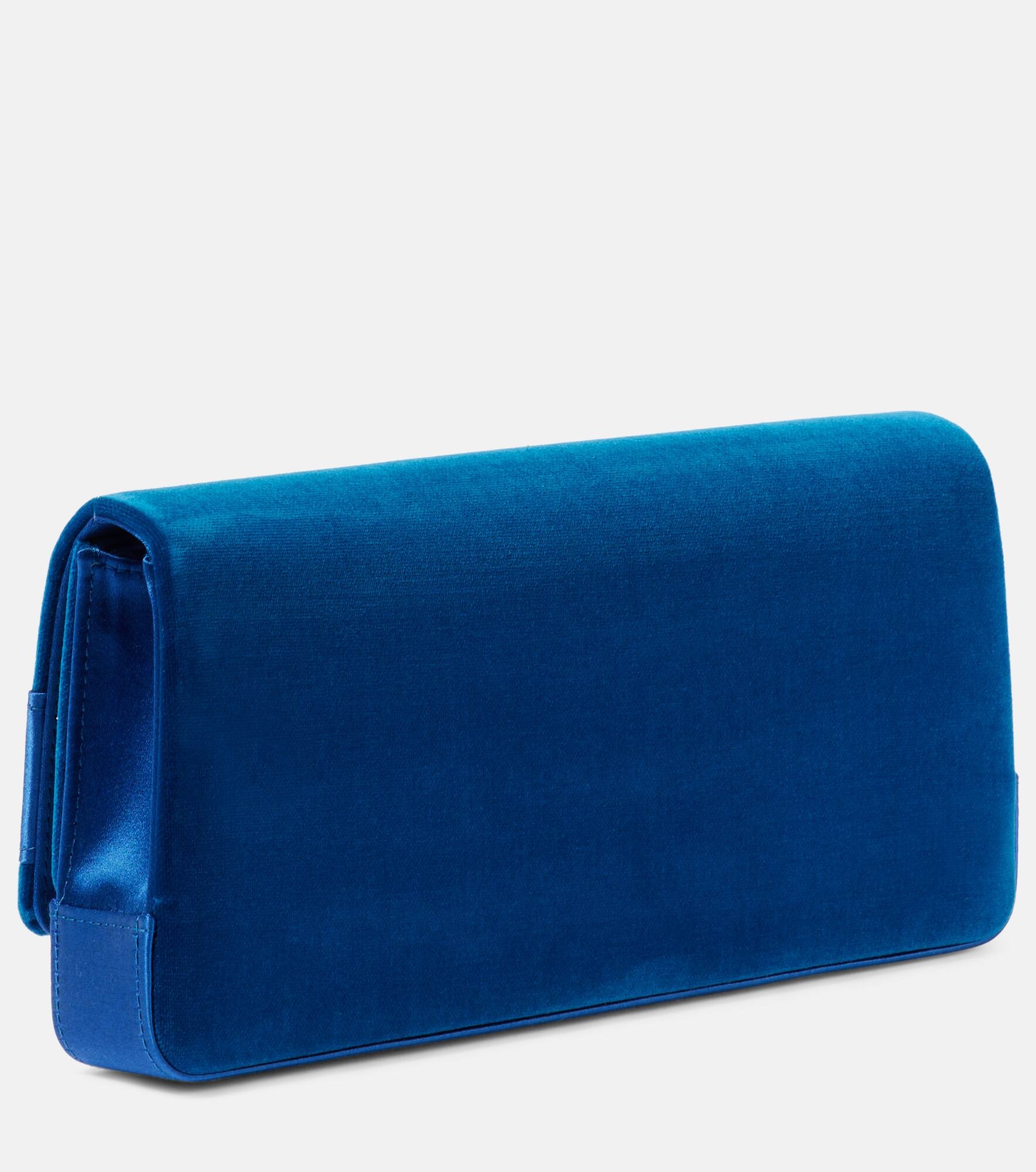 Maygot satin-trimmed velvet clutch - 4