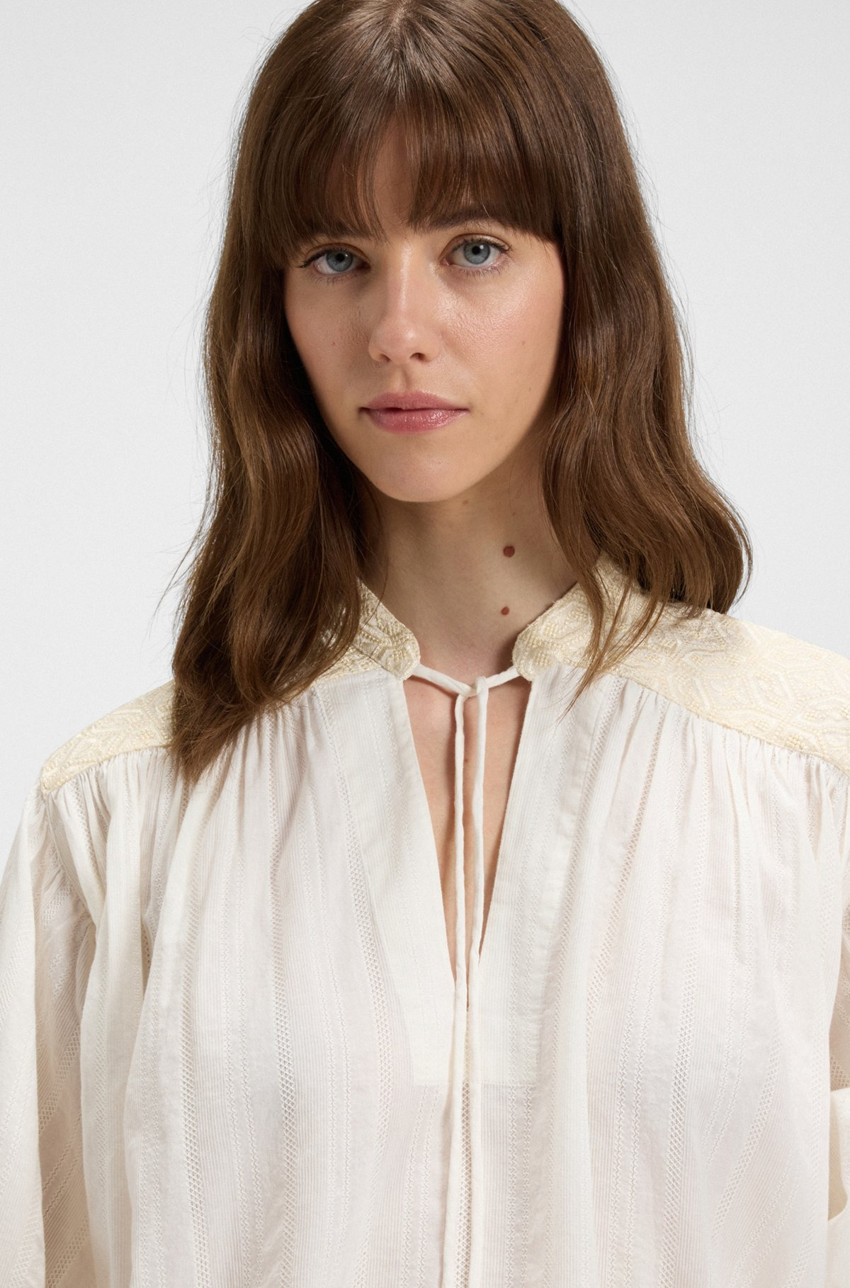 REGULAR-FIT BLOUSE IN DOBBY COTTON VOILE - 4
