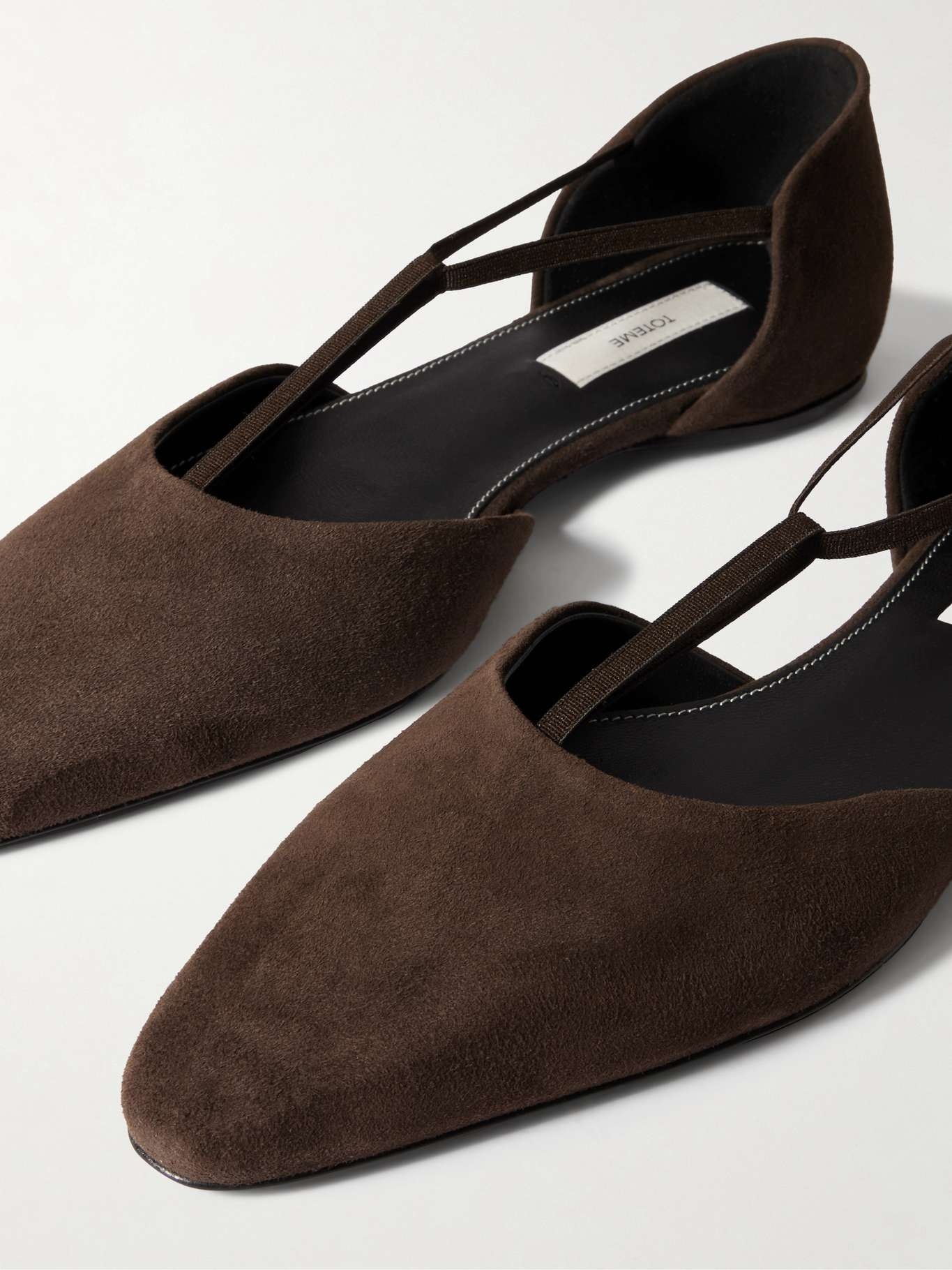The T-strap suede point-toe flats Brown - 4
