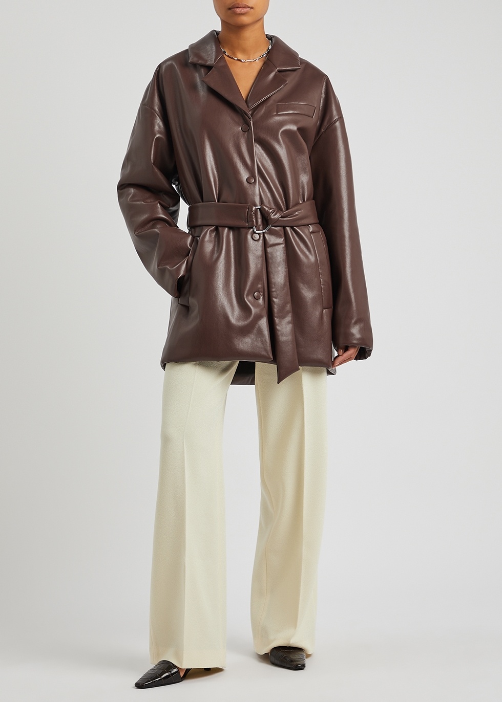 Nanushka LIBAN - Belted OKOBOR™ alt-leather padded jacket - Plum chutney |  REVERSIBLE