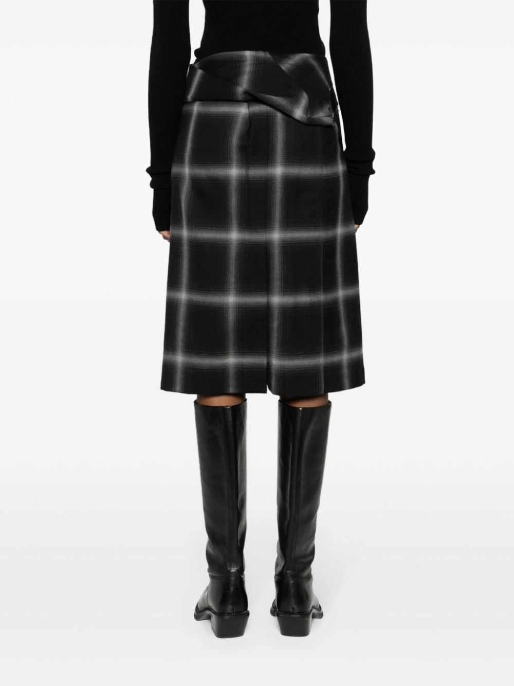 check-pattern wool skirt - 4