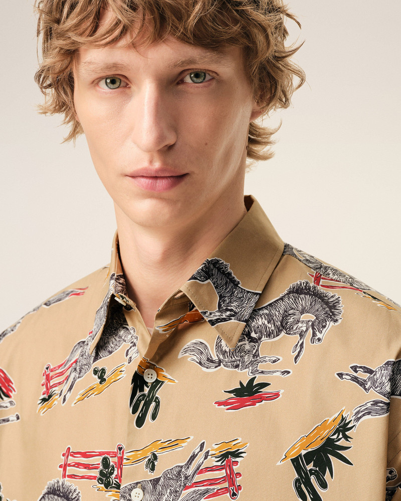 BROWN COTTON HORSE PRINTED BOXY SHIRT 4