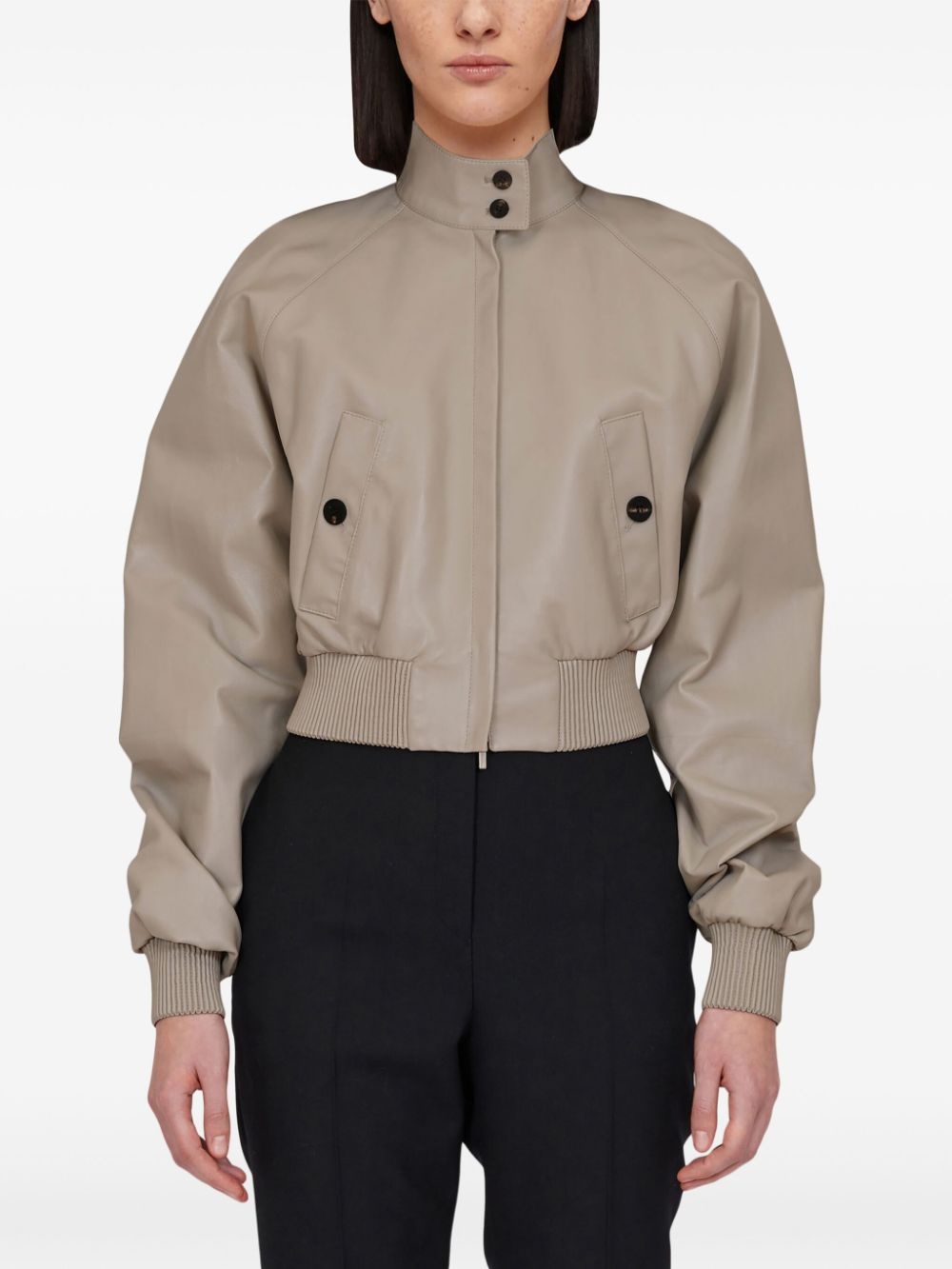 cropped nappa bomber jacket - 2