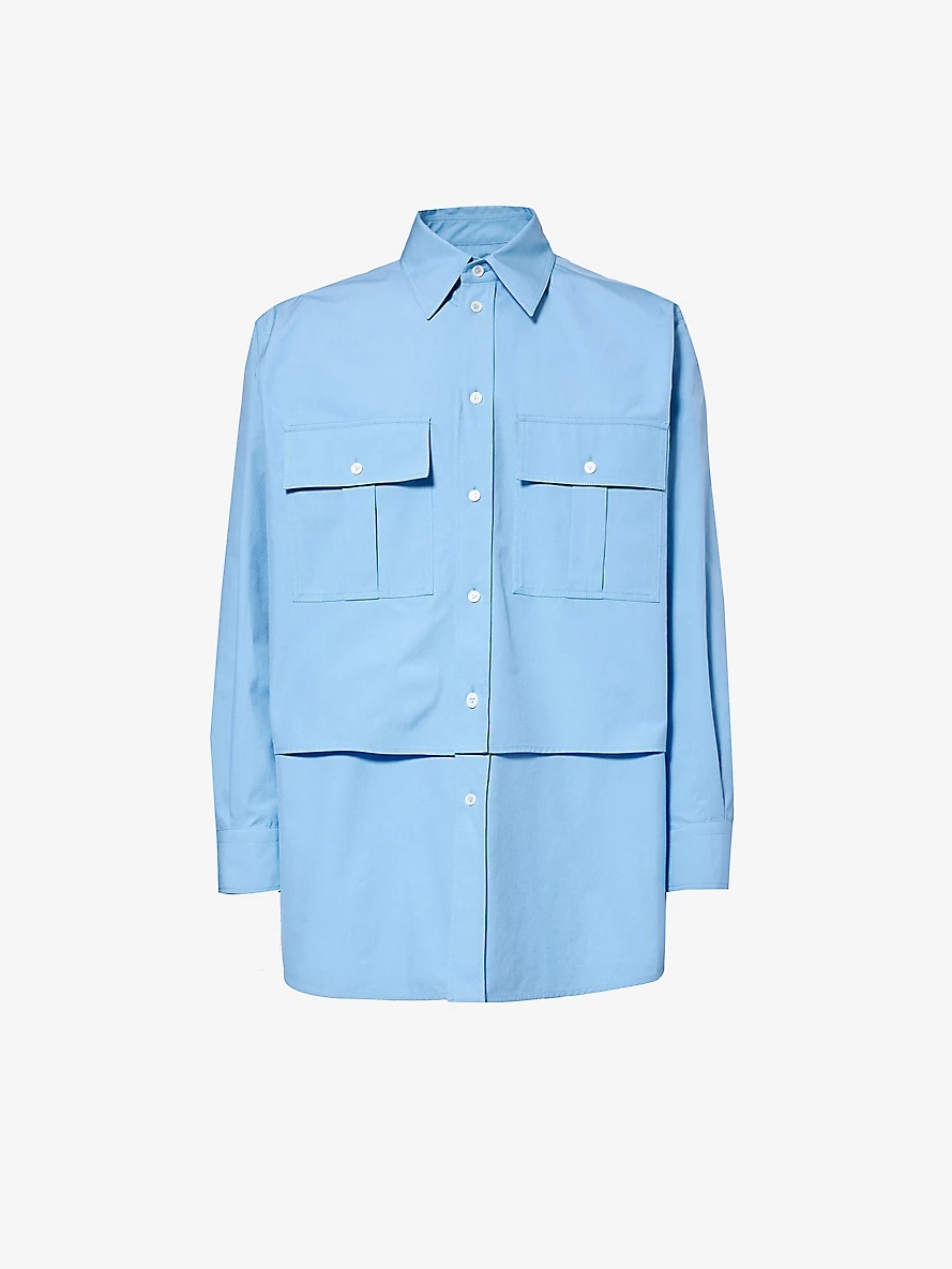 Layered flap-pocket cotton shirt - 1