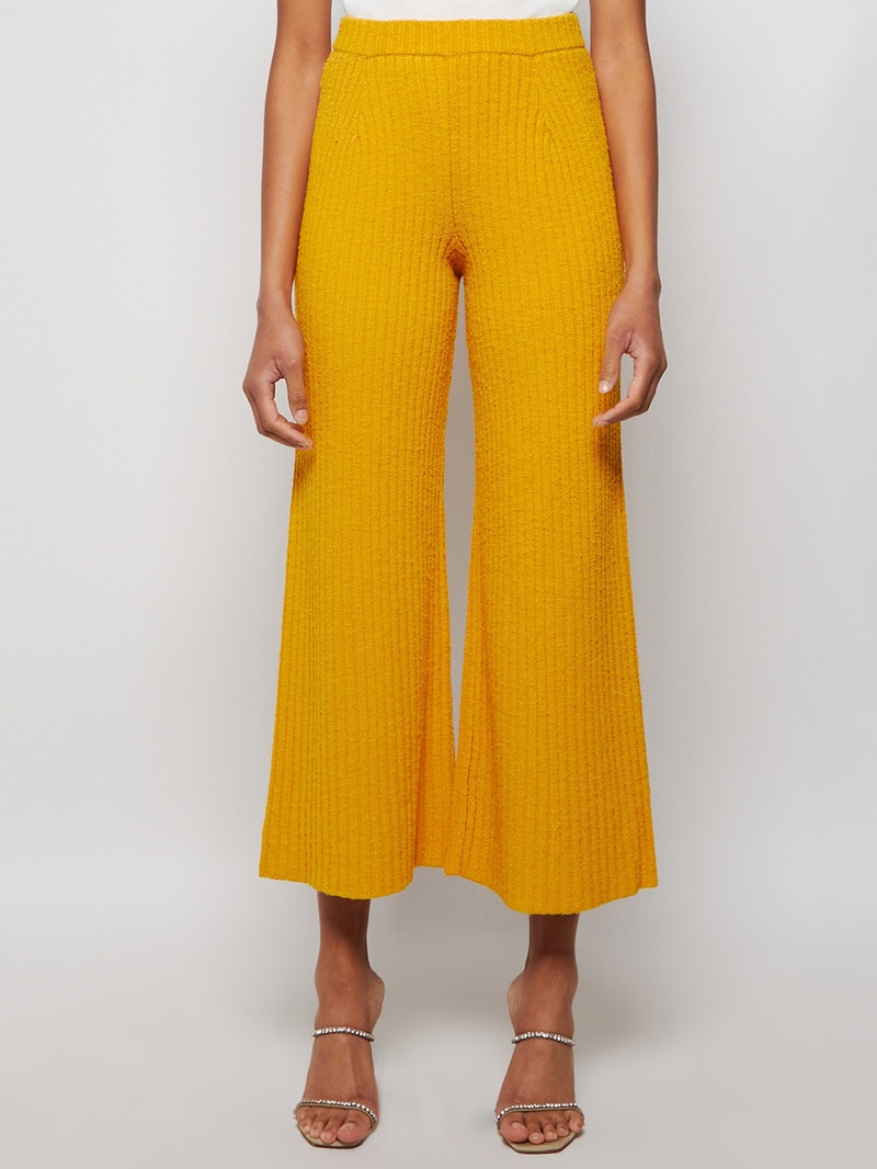 Melange Boucle Knit Pants Yellow 3