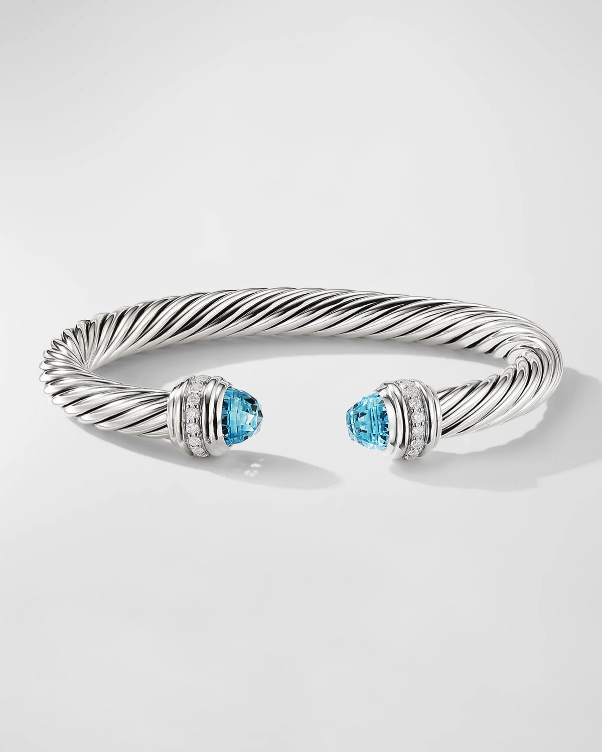 7mm Cable Bracelet with Diamonds & Topaz - 1