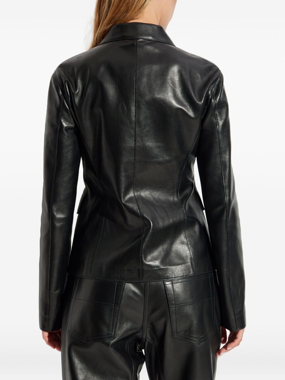 flap-pocket leather jacket - 4