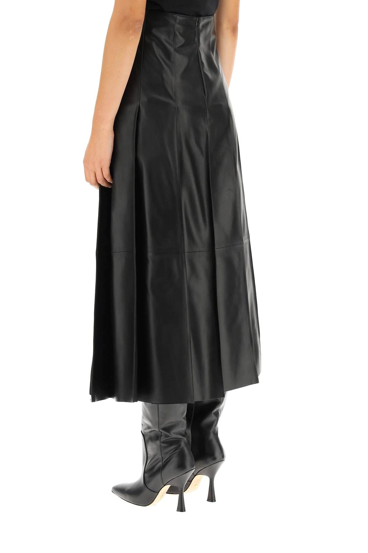 DONNOLA PLEATED LEATHER SKIRT - 4