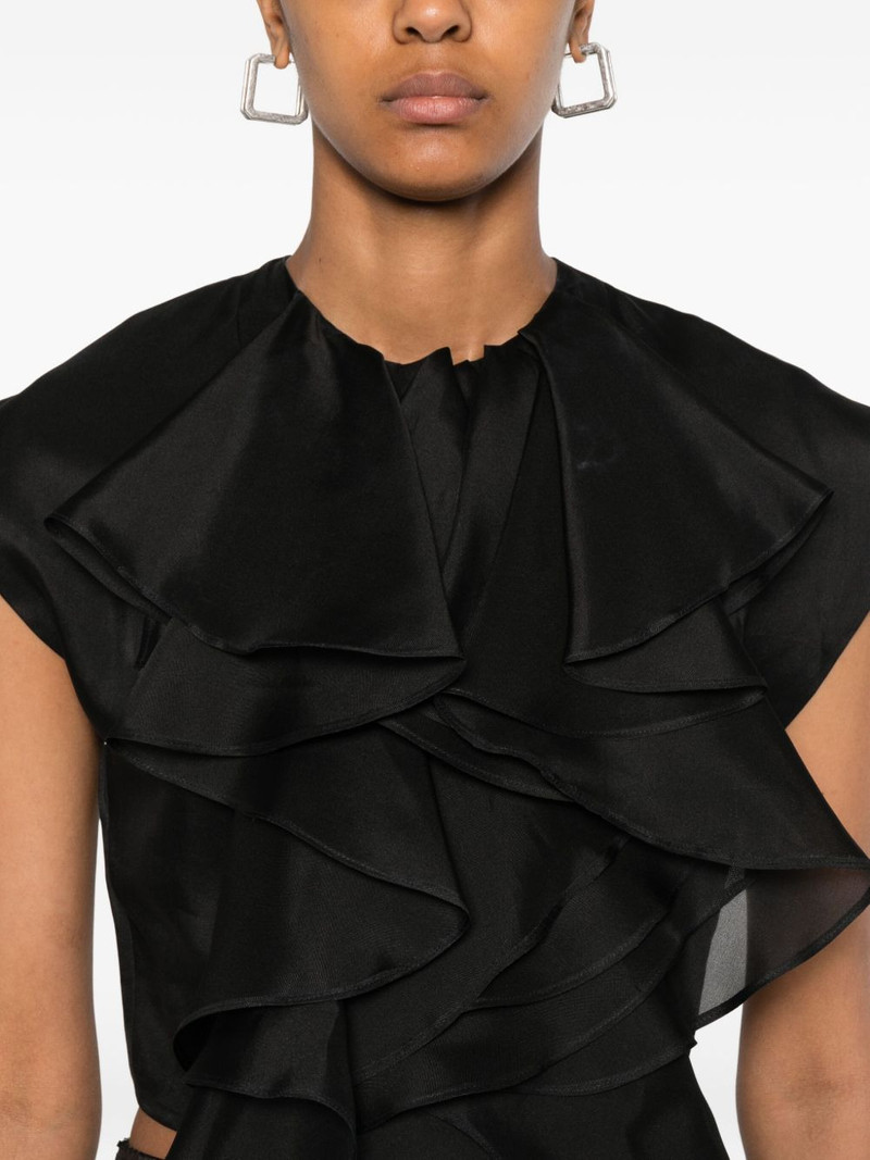 layered-ruffle silk top 5
