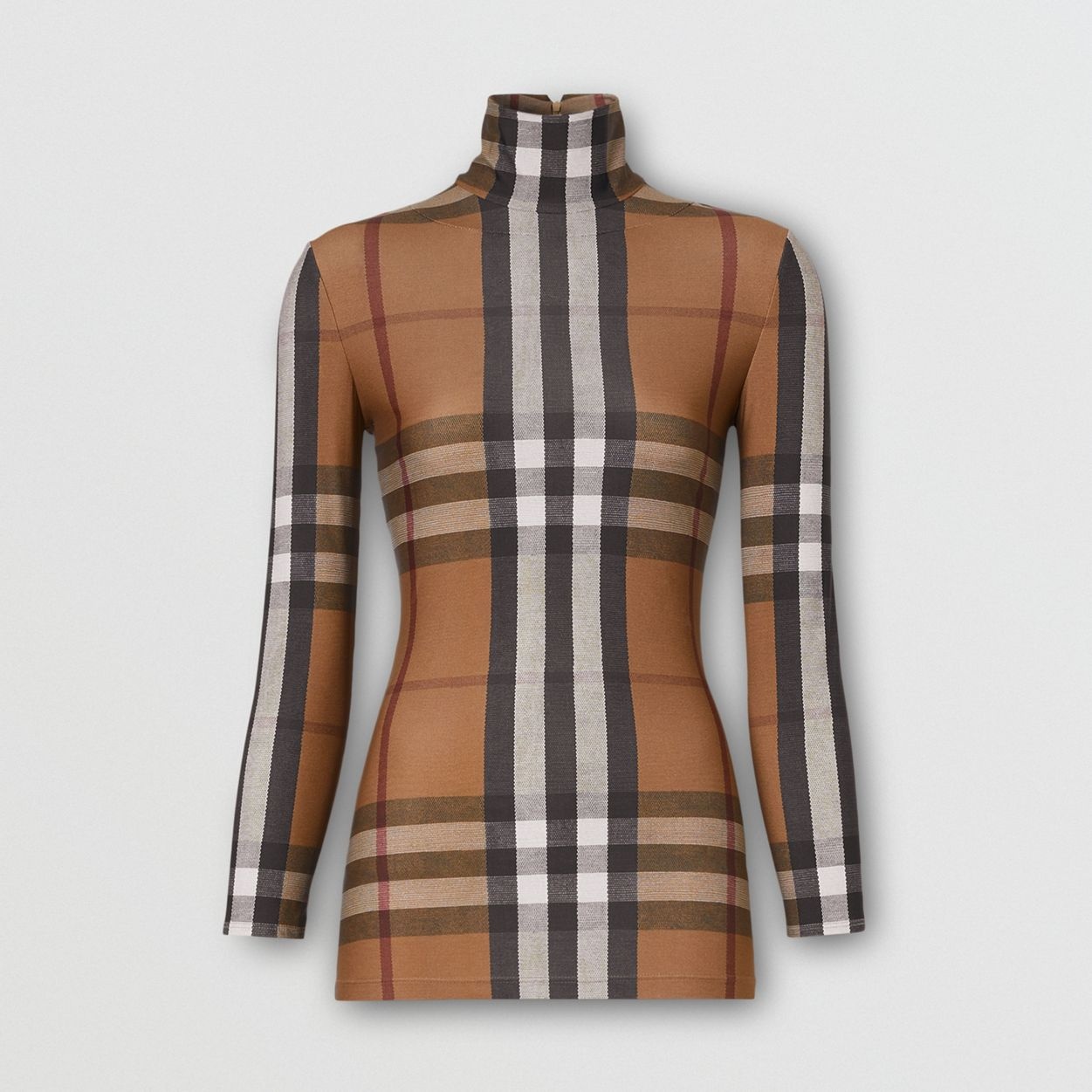 Vintage Check Stretch Jersey Turtleneck Top - 1