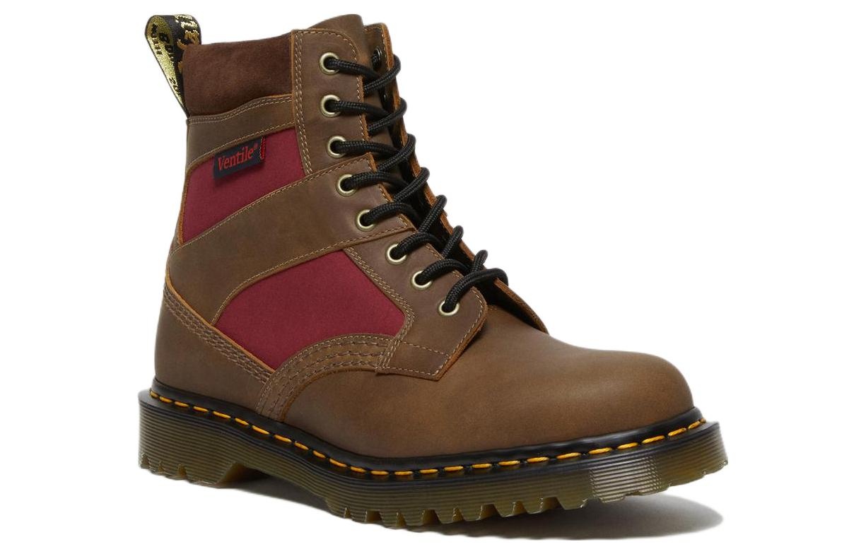 Dr.Martens 1460 Made in England Padded Panel Lace Up Boots 'Brown Dockyard Oxblood' 27775203 - 2