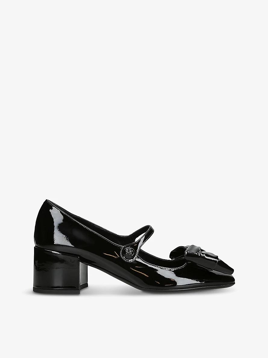 VLogo bow-embellished patent-leather heeled courts - 1