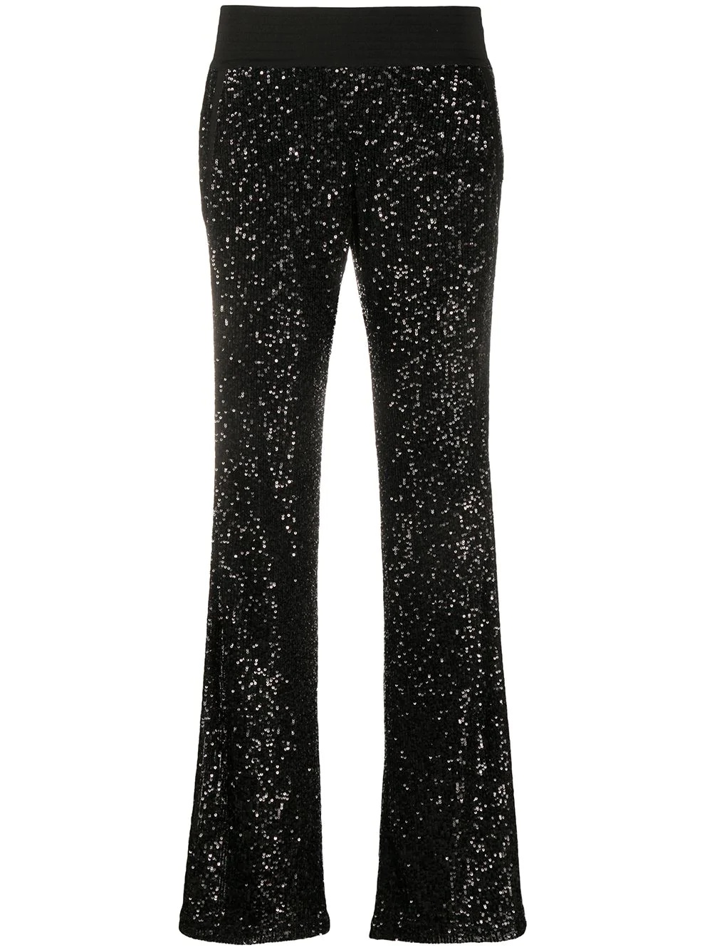 sequin-embellished flared trousers - 1