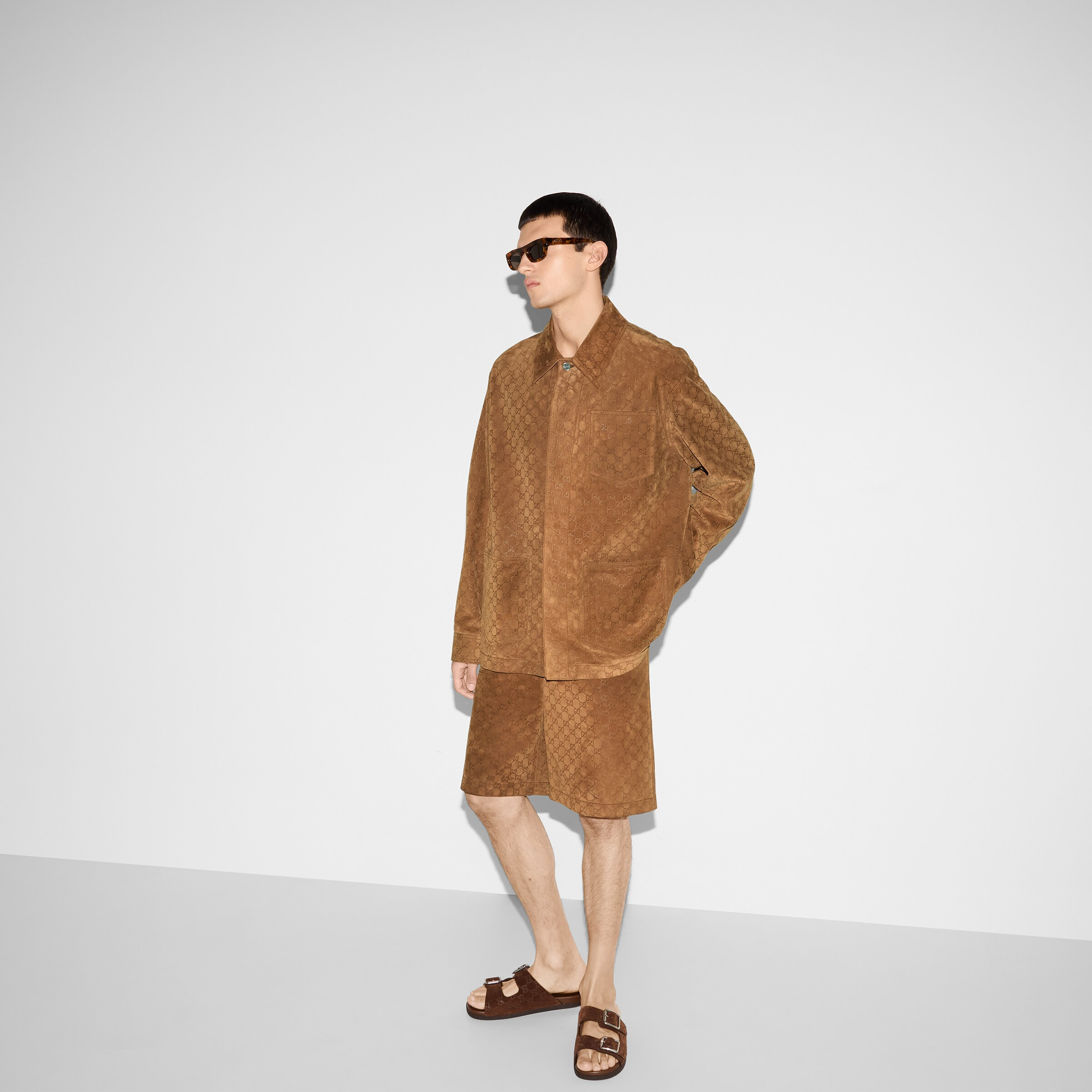 Embossed GG suede shorts - 6