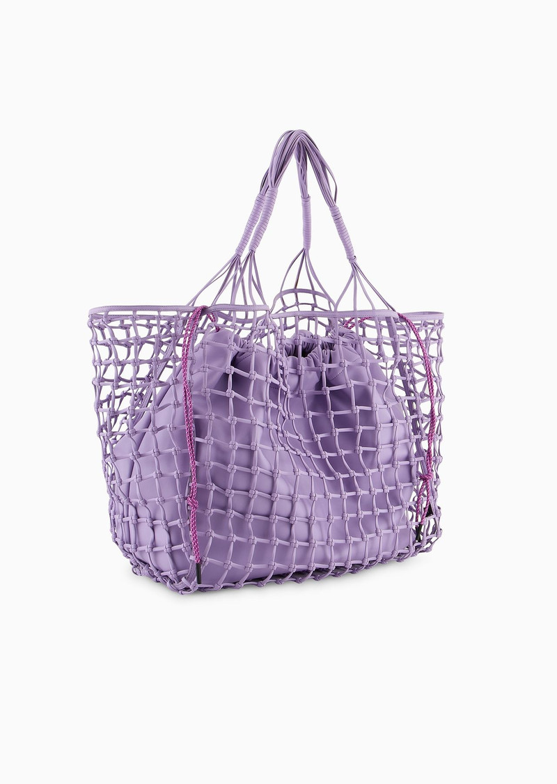EMPORIO ARMANI Oversized nappa leather-effect woven shopper bag outlook