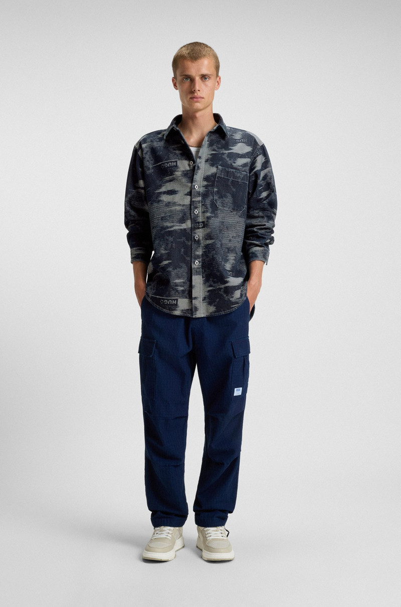 HUGO OVERSIZED-FIT SHIRT IN JACQUARD-PATTERN DENIM outlook