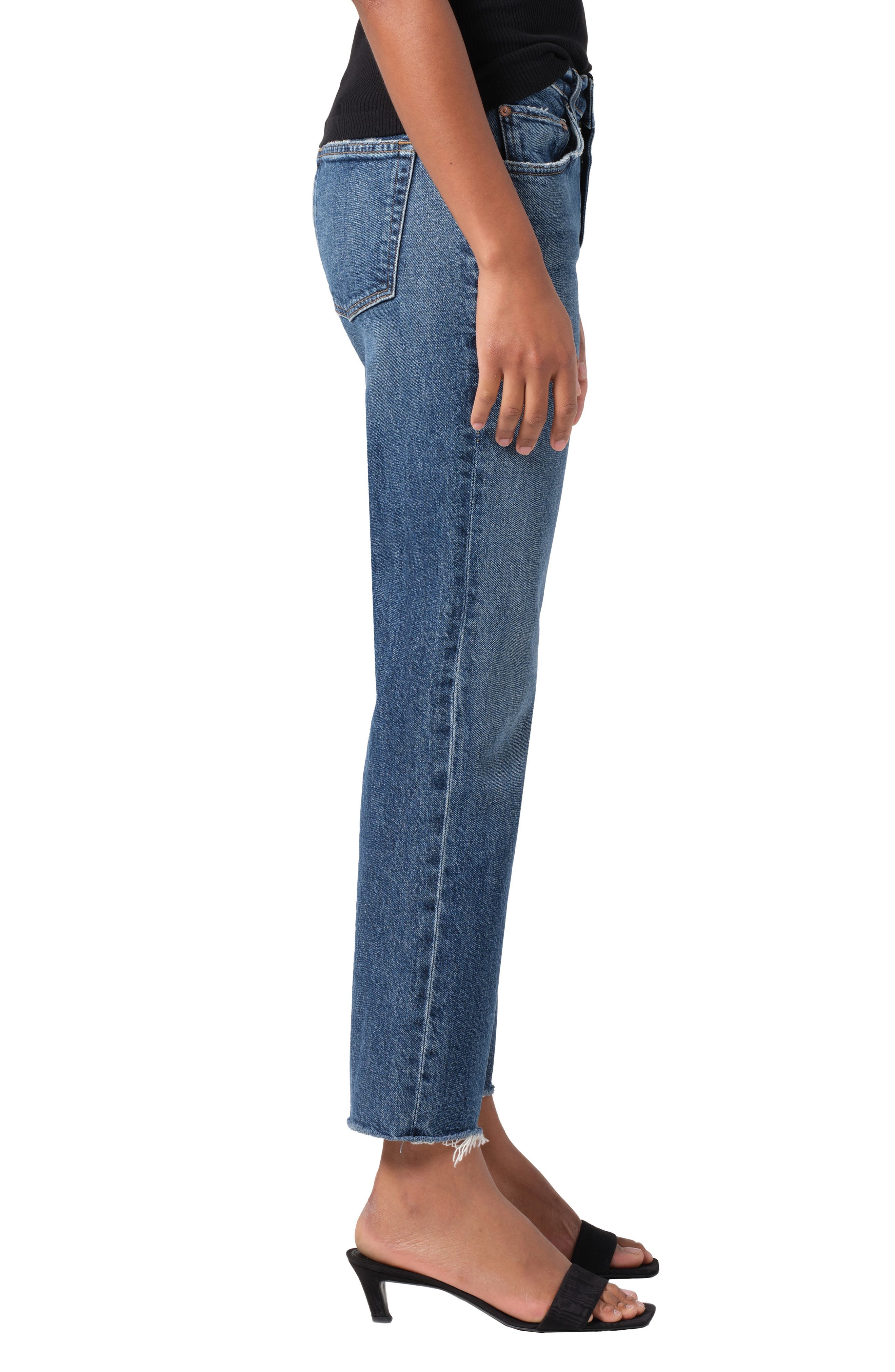AGOLDE Valen Frayed Mid Rise Ankle Straight Leg Jeans in Solace at Nordstrom - 3